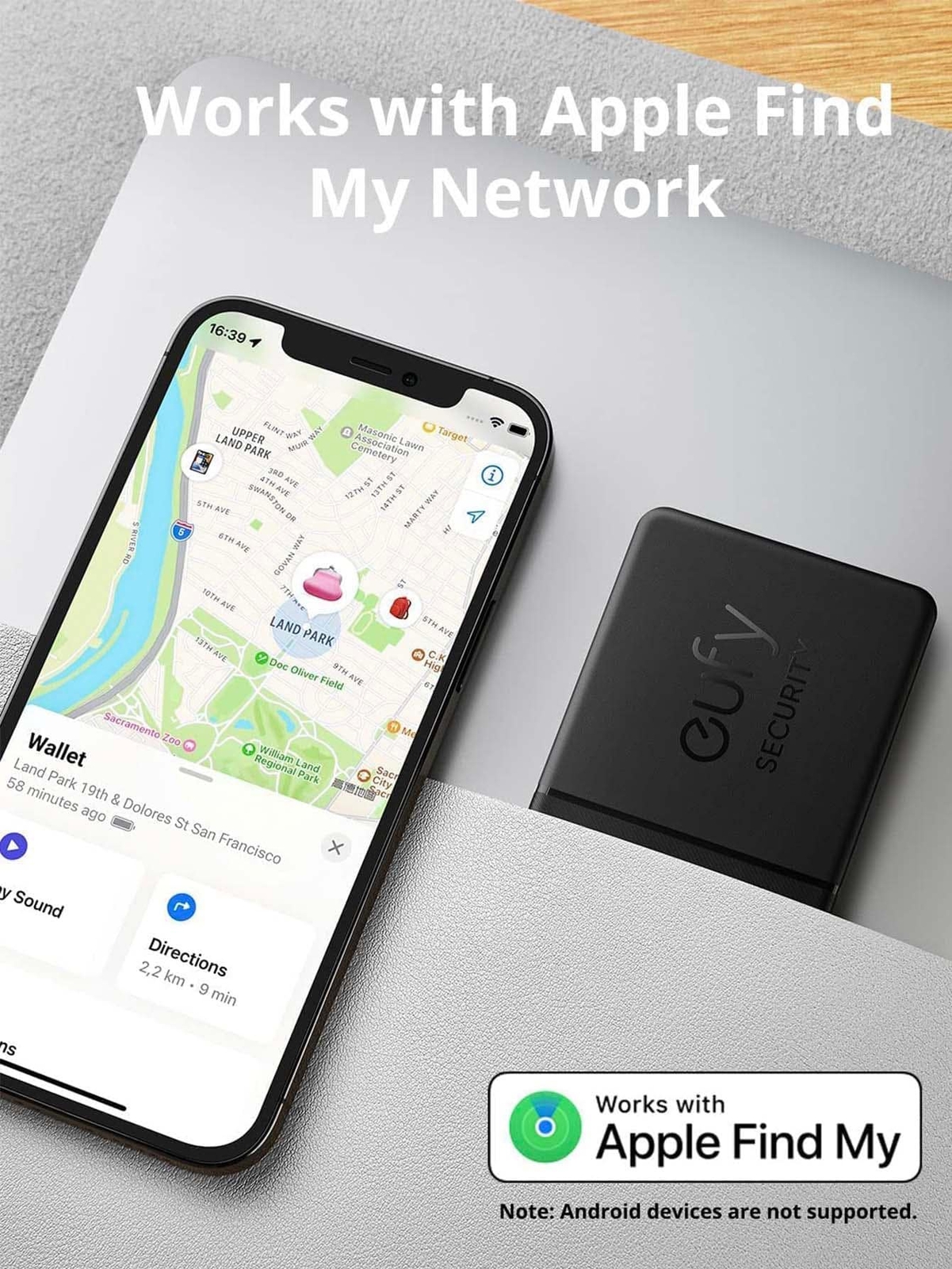 eufy by Anker SmartTrack Card Wallet Tracker Phone Finder Work W/ Apple Find My