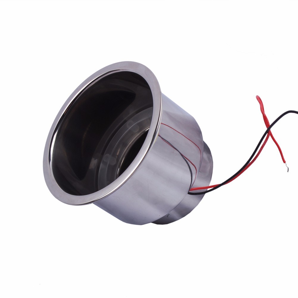 2PCS Stainless Steel Cup Holder White LED Built-in Insert for Marine Boat
