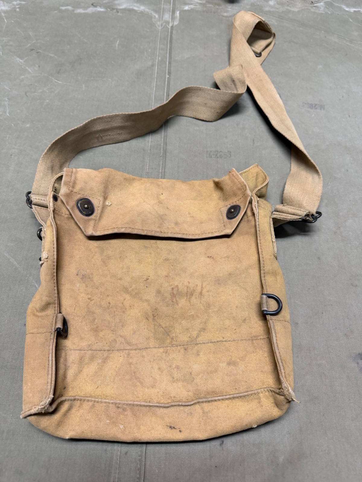 ORIGINAL WWI  US ARMY M1917 SBR GAS MASK CARRY BAG-NAMED
