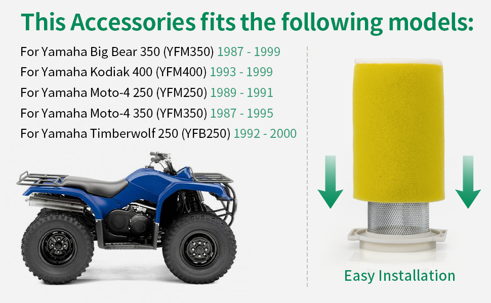 Air Filter & Guide & END CAP For Yamaha Timberwolf 250 YFB250 YFB250FW 1992-2000