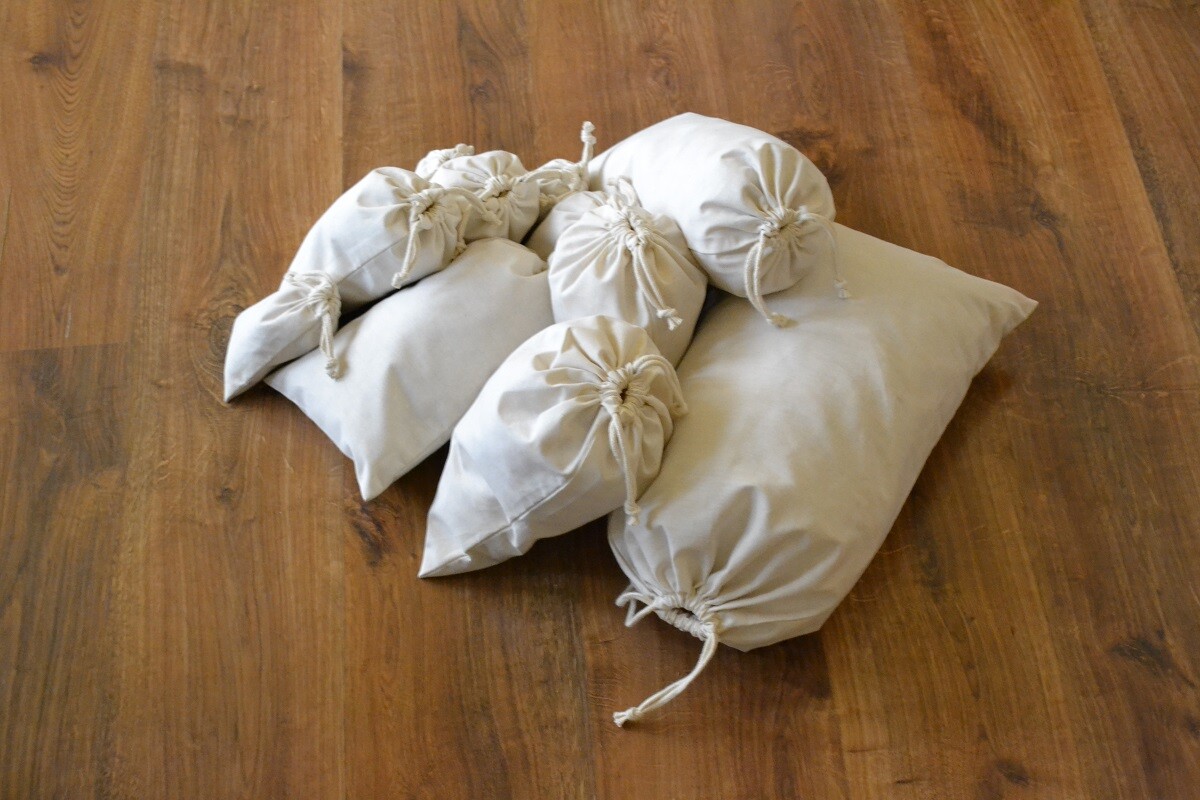 6"x8" Cotton Double Drawstring Muslin Bags (Natural Color)