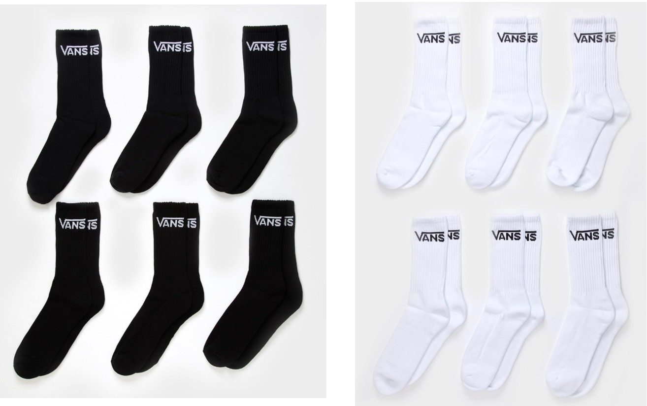 Vans 6 pack Classic Crew Socks Cotton Blend Mid Calf Crew Socks
