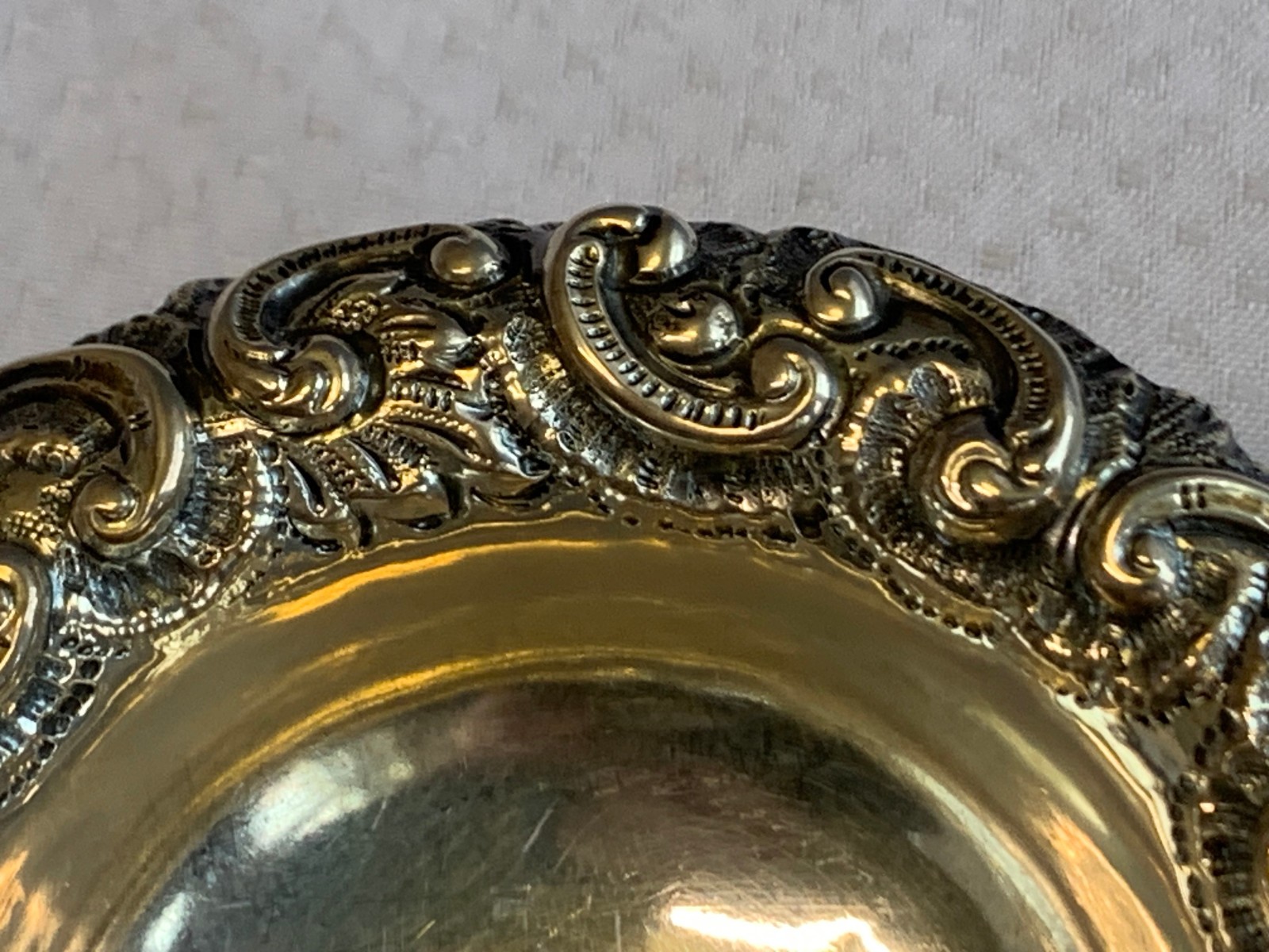 Antique Sterling Silver Condiment Dish Master Salt Cellar 37.84g Floral Repousse