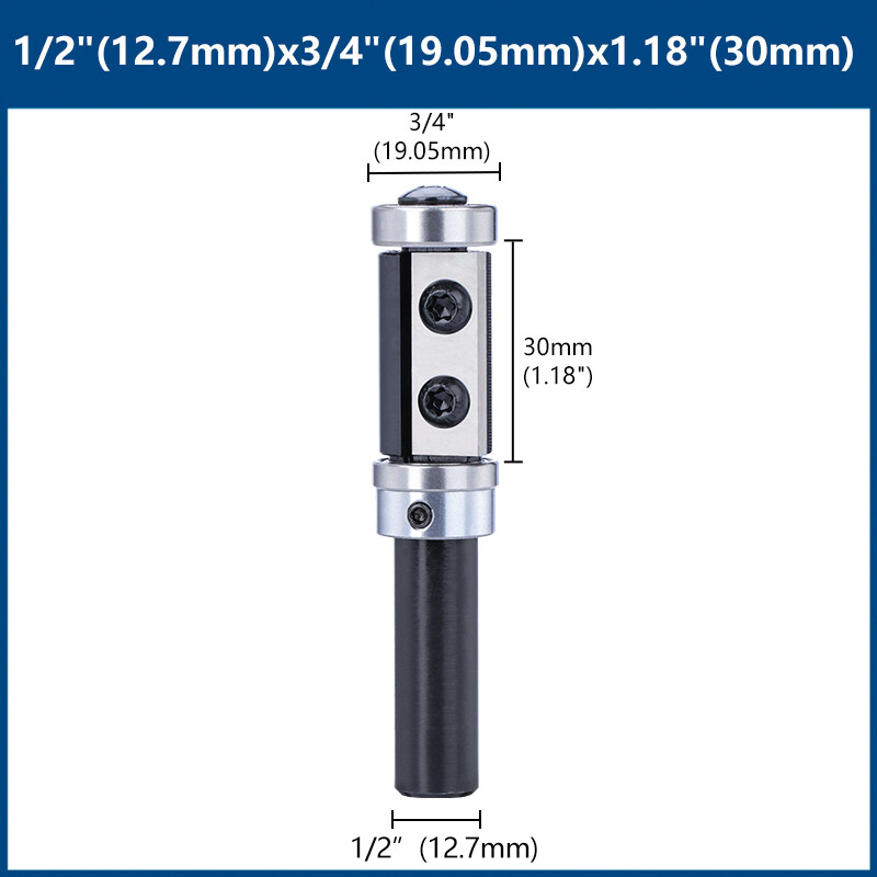1/2" Shank CNC Spoilboard Surfacing Router Bits Double Bearings for Woodworking
