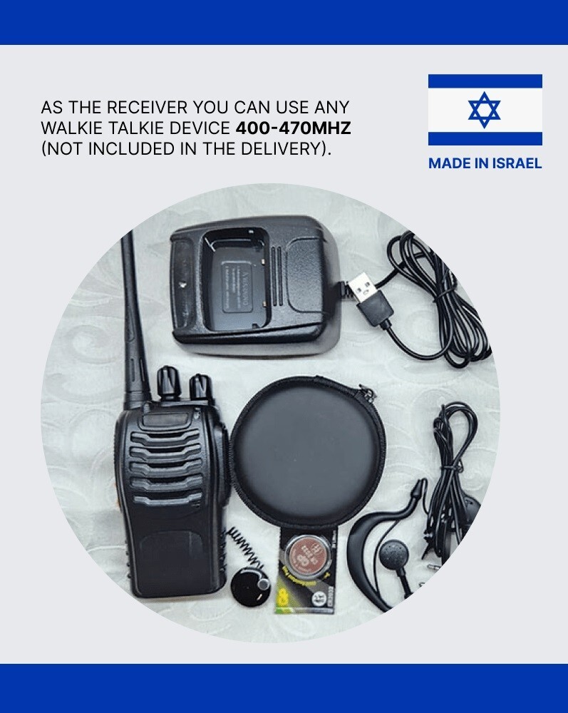 Mini Spy Audio Bug – 300m Wireless UHF Transmitter, Hidden Mic, Made in Israel