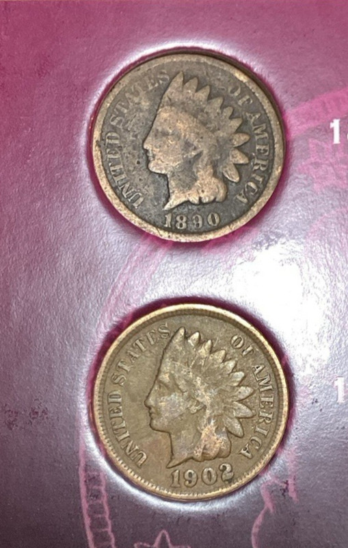 U.S. Coin Set Turn of the Century/1890 & 1902 Pennies + 1898 & 1911 Nickels