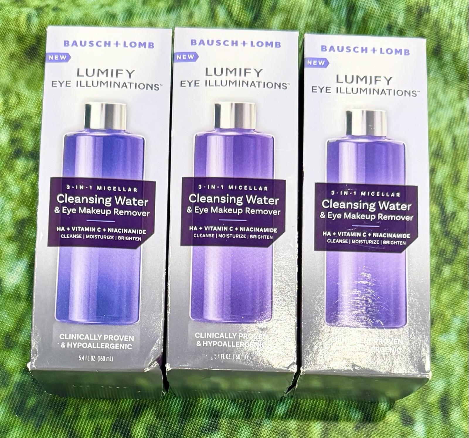 (3) Bausch Lomb Lumify Cleansing Water & Eye Makeup Remover. 5.4 Fl Oz
