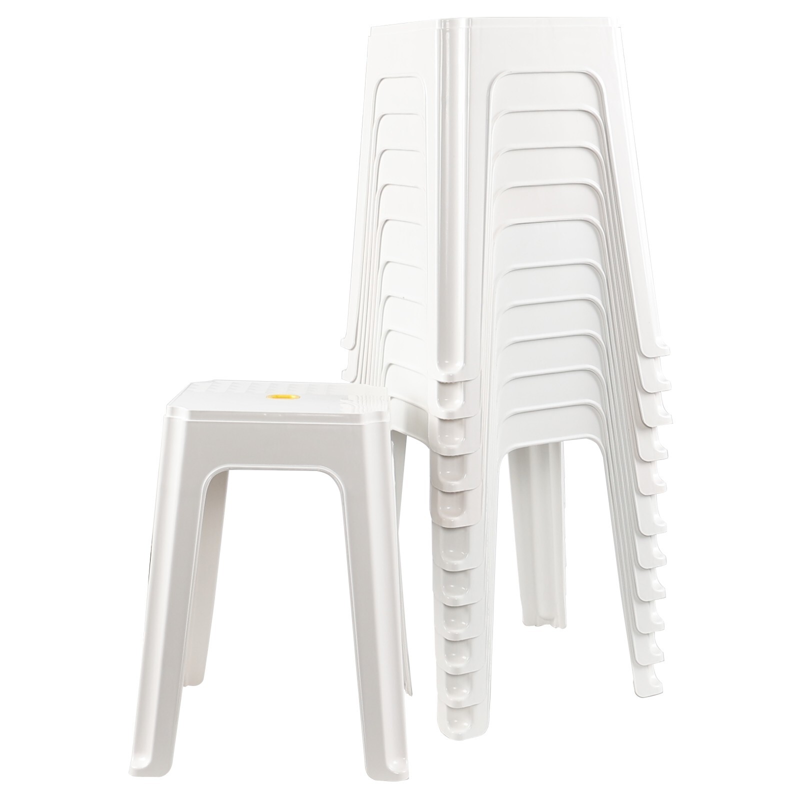 6/12-Pack 18.7 Inch Height Home Plastic Seat Stool Square Stackable Chair, White