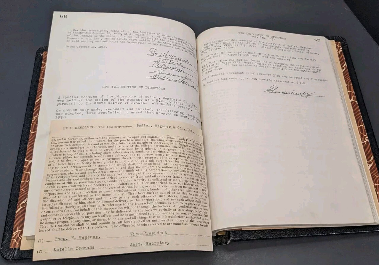 Board Of Directors Legal Minutes Sudler,Epperson,Grubb & Co. E.A. Pierce & Co