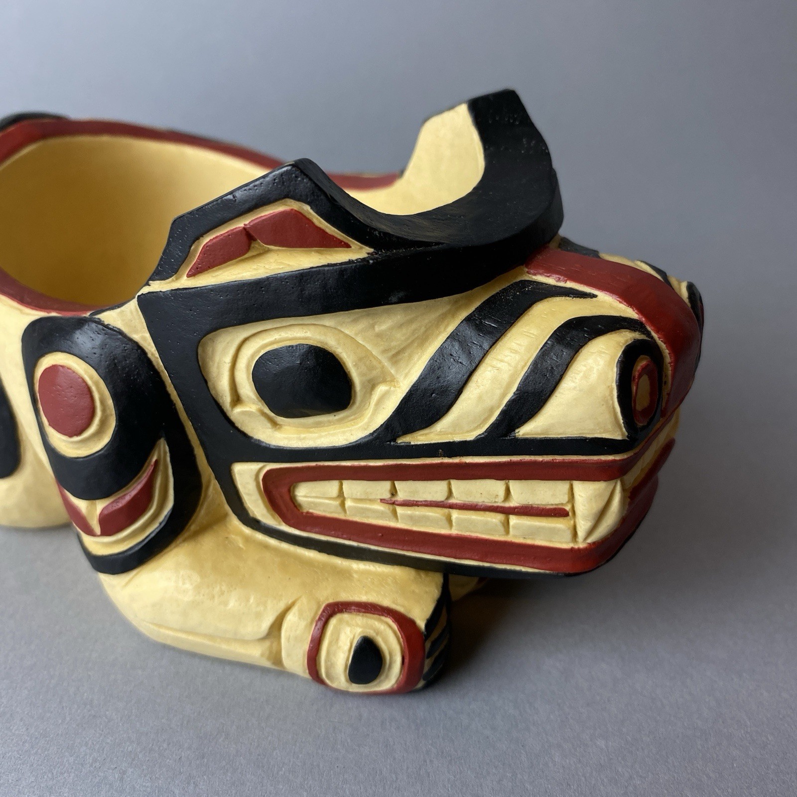 Potlatch Bowl Bear BOMA Hand Painted Art Northwest Coast First Nations Canada