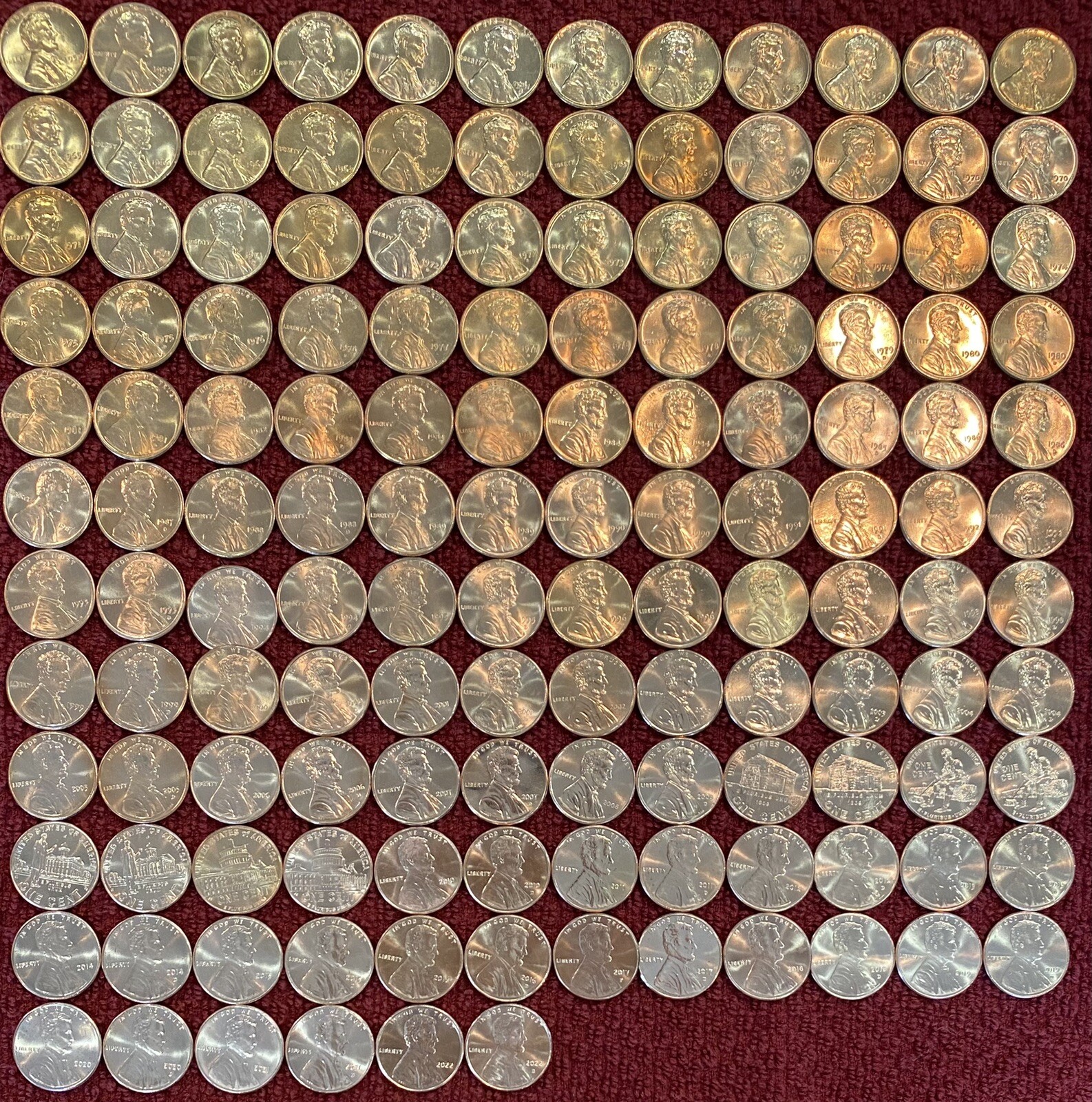 UPGRADED Lincoln MEM/SHIE Cents BU - Complete Set Of 142 Coins-1959 - 2024 P/D/S
