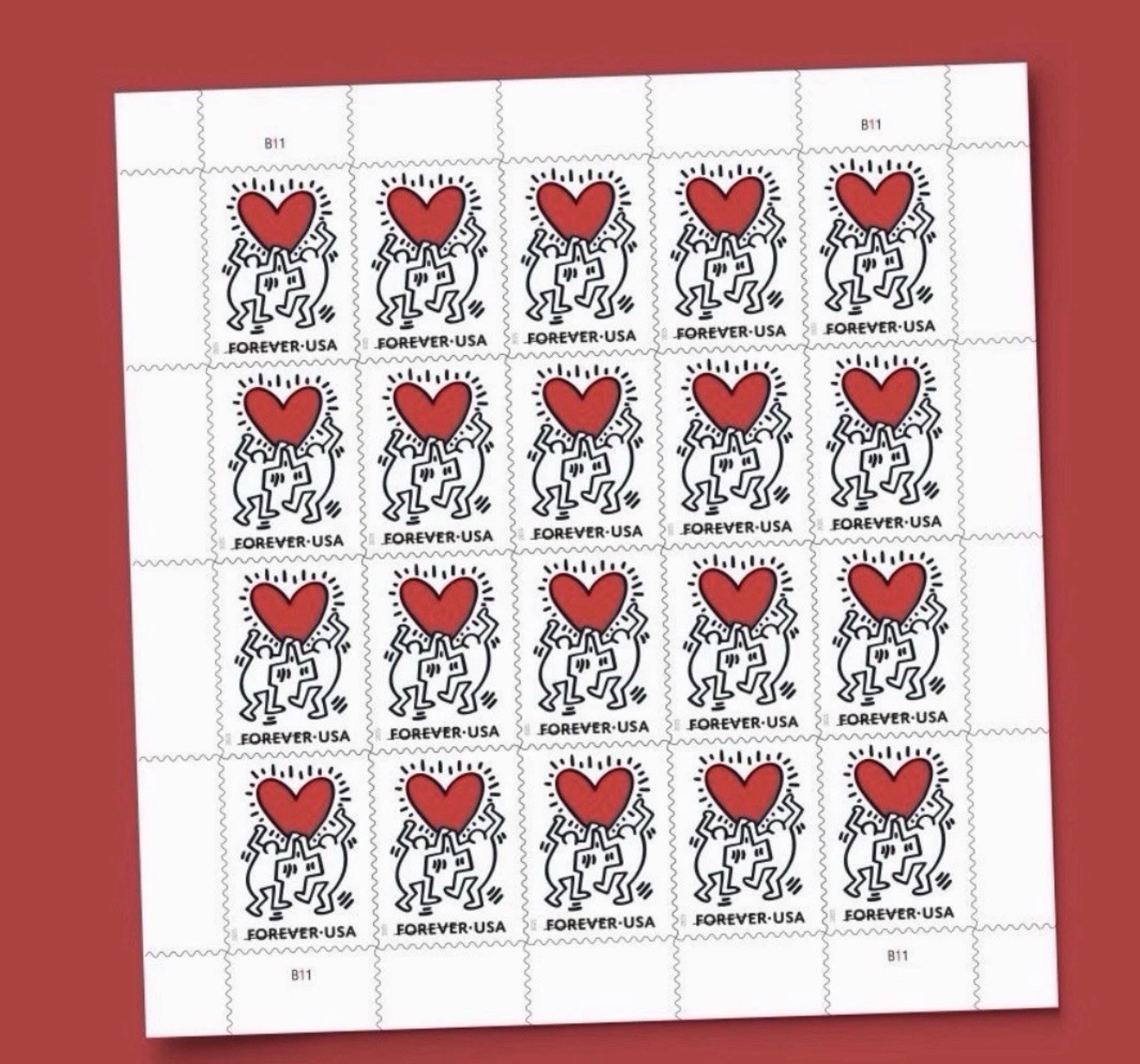 2025 USPS SHEET OF 20 FIRST CLASS LETTER STAMPS LOVE 78¢