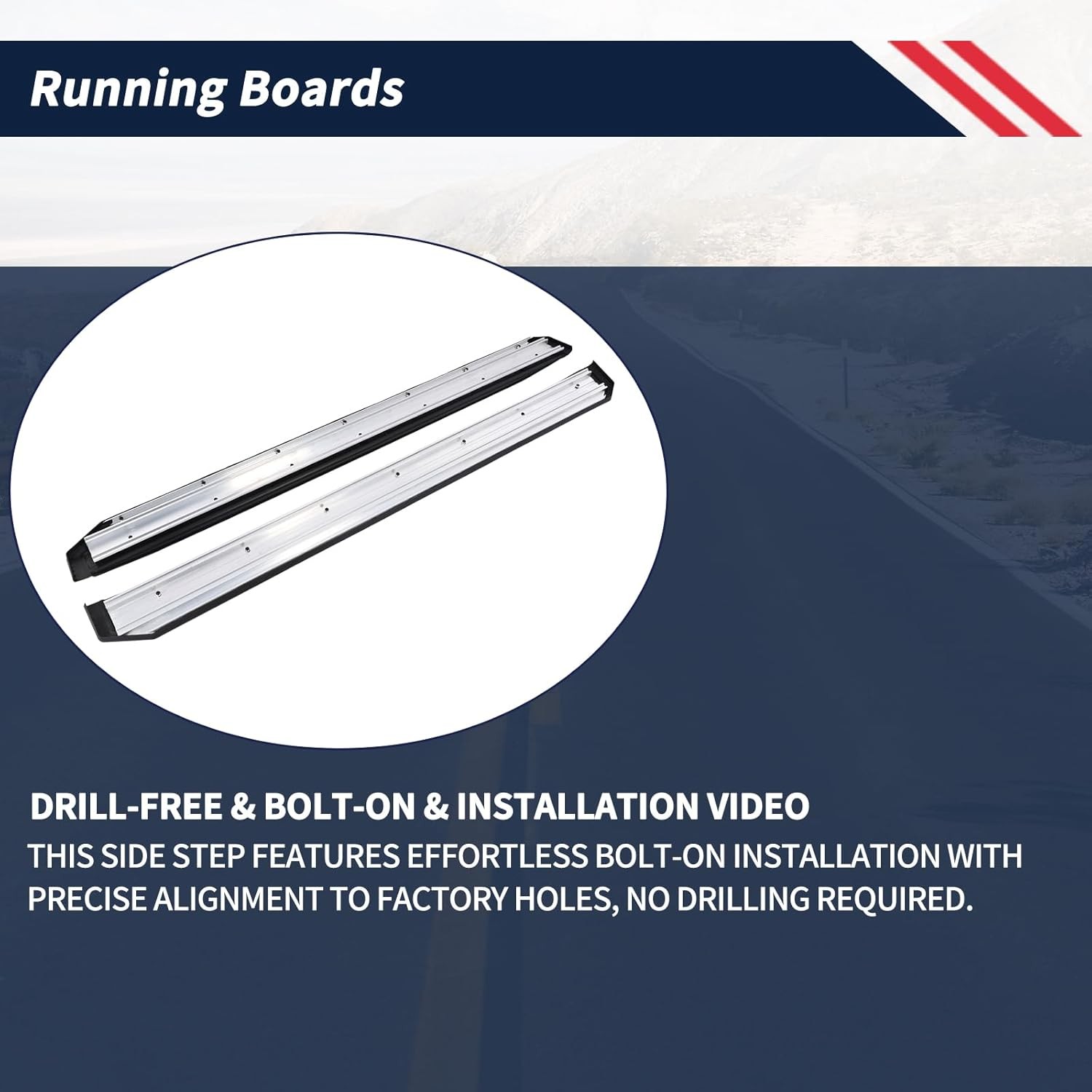 6" Running Boards Side Steps Nerf Bars Fits for Toyota 4Runner N500 2025 2026 Ac