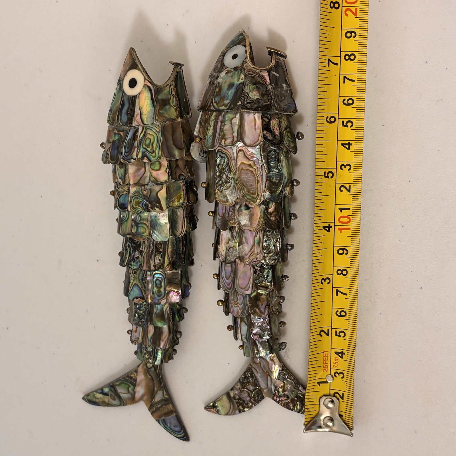 Vintage Abalone Articulated Fish Bottle Opener Mexican Lot Of 2