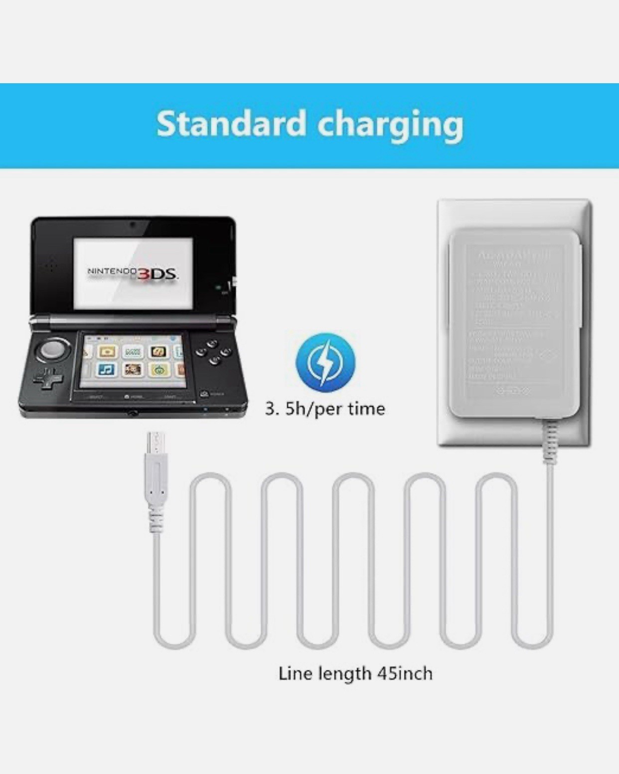 AC Adapter Home Wall Charger Cable for Nintendo DSi/ 2DS/ 3DS/ DSi XL System