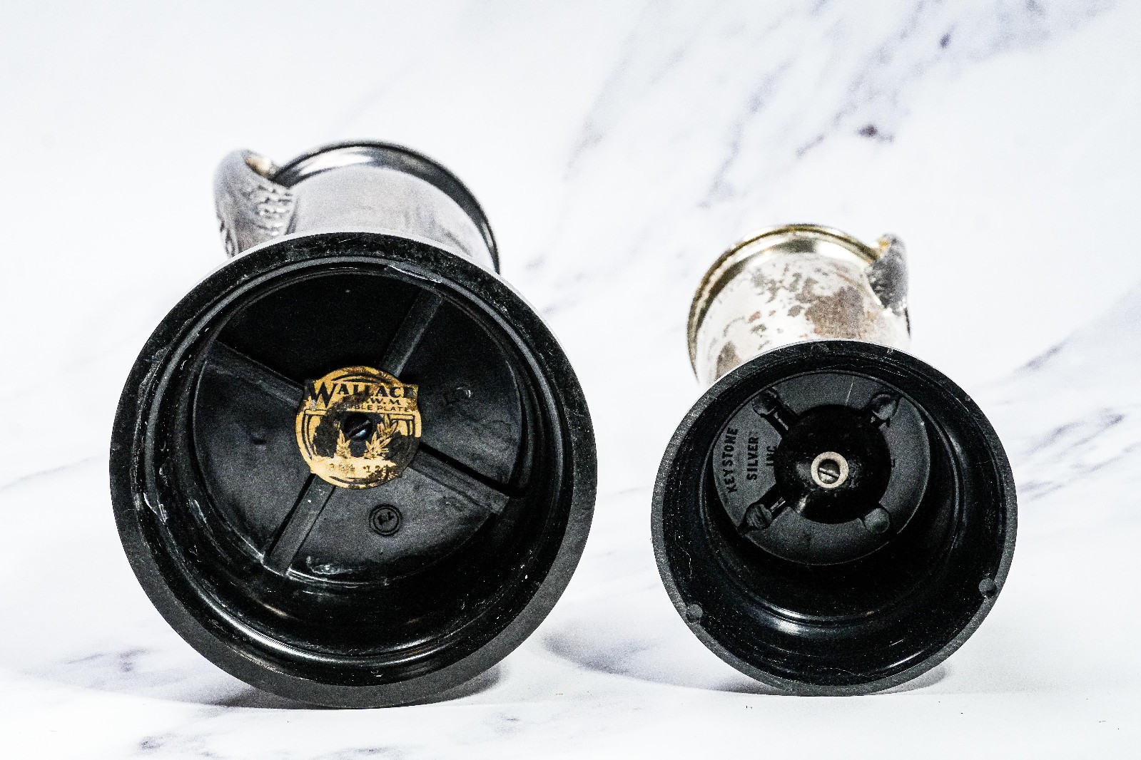 Classic Pair of Large Silverplate Antique Trophy Cup Trophies Home Decor Prop