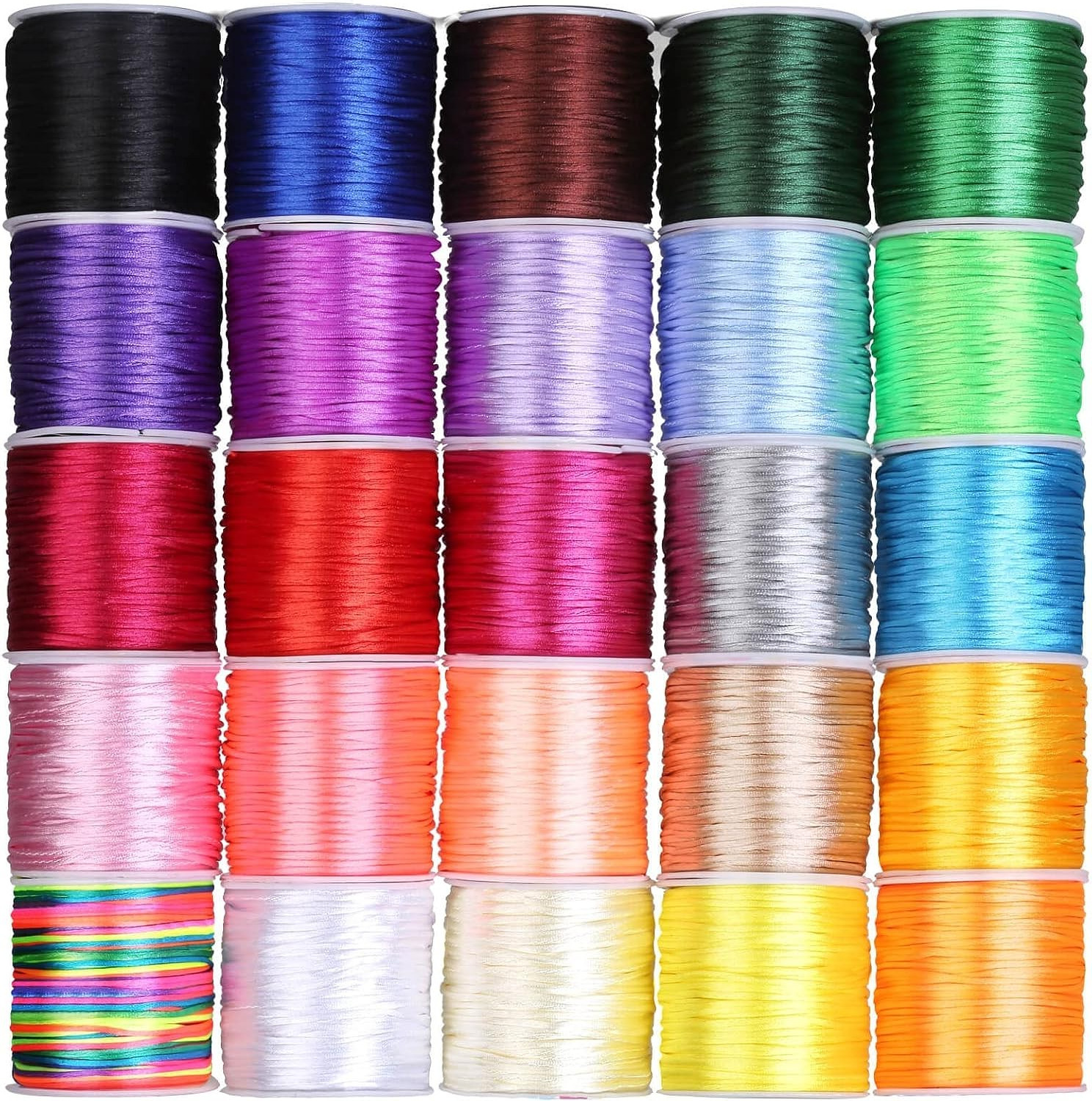 1MM Bugtail Satin Cord Shamballa Macrame Nylon Kumihimo Trim Variegated 229 Feet