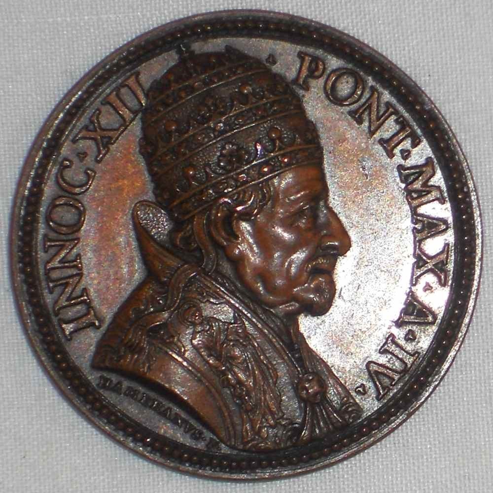 1694 Papal Bronze Medal Pope Innocent XII A. IV New Palace for The Curia AU++