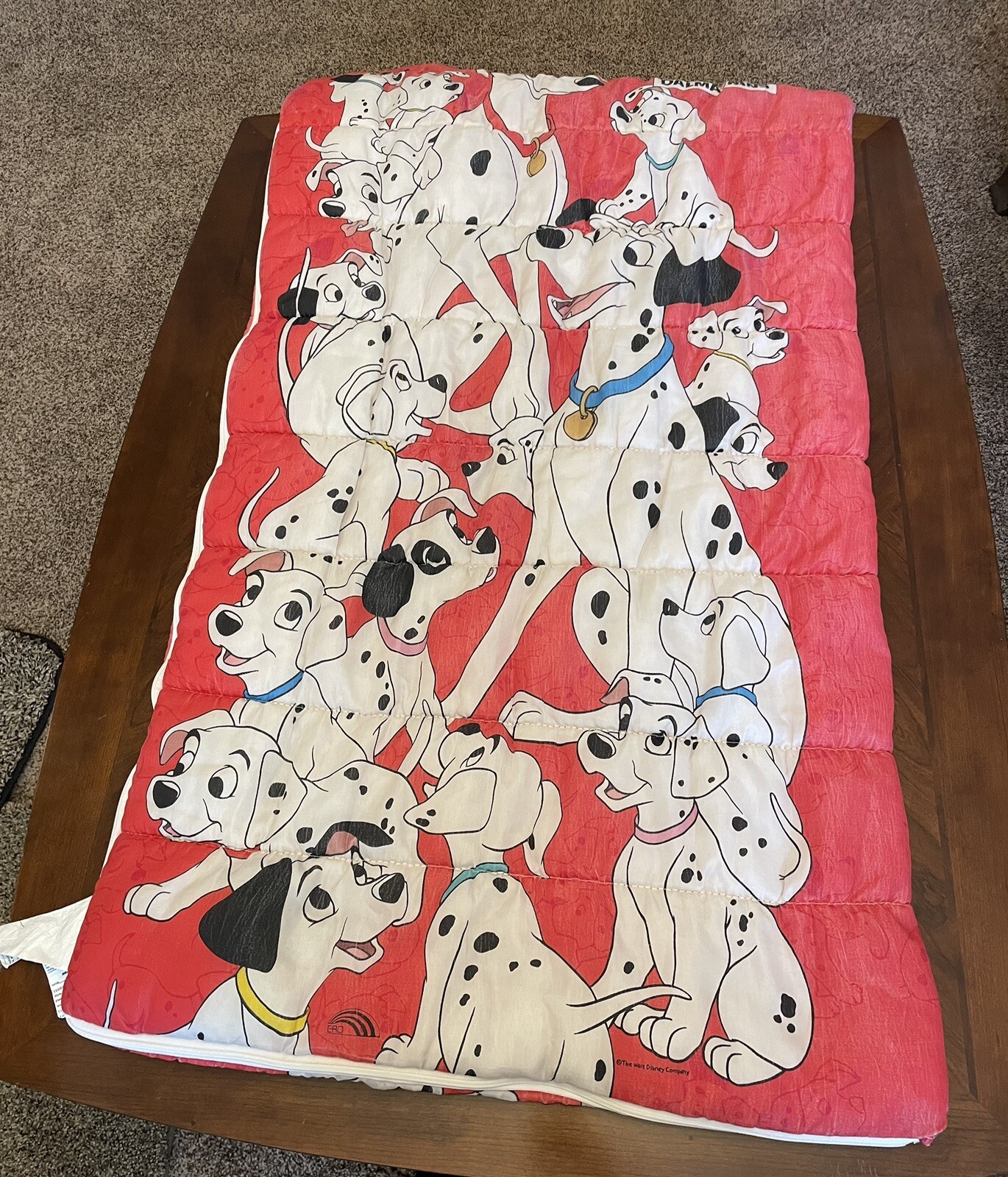 Vintage 90's Disney 101 Dalmatians Red Double Sided Youth Sleeping Bag Read