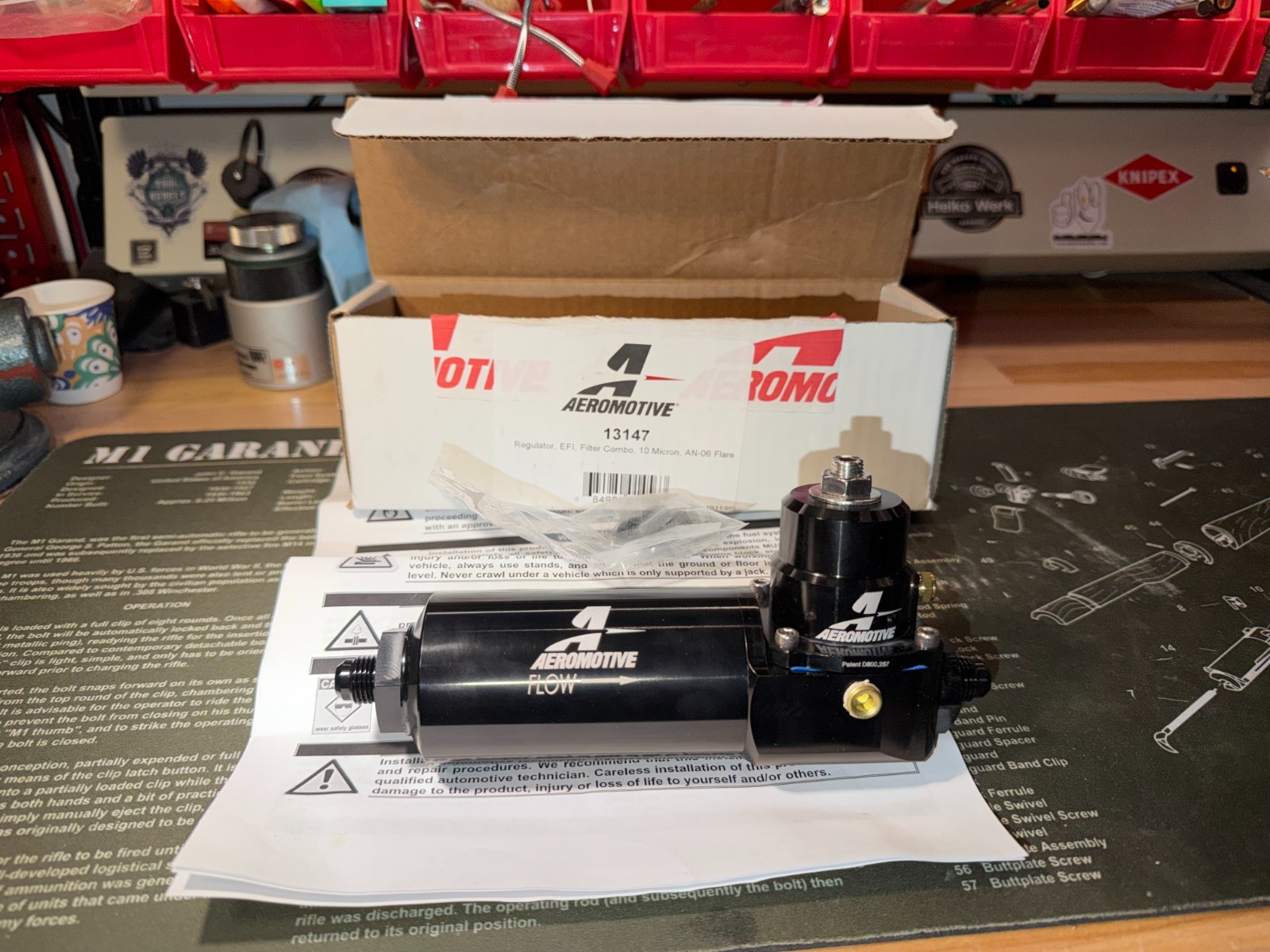 OPEN BOX Aeromotive 13147 10 Micron Fuel Filter / 40-75 PSI Regulator Combo