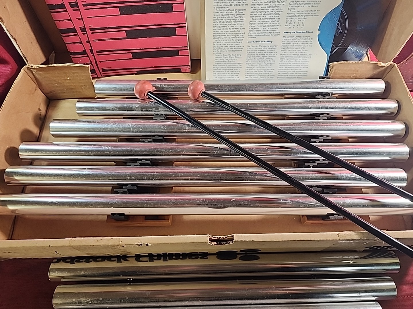 VTG Woodstock Gamelan Chimes Set Original Box Songbook,Record 1970's USA