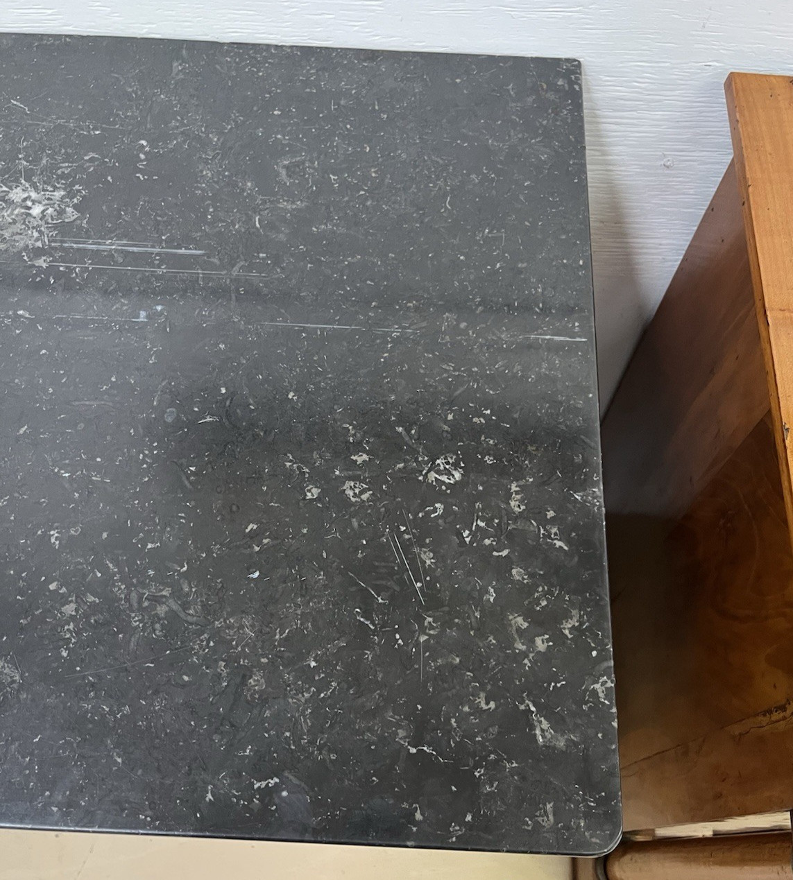 ANTIQUE FRENCH EMPIRE MARBLE-TOP WALNUT COMMODE CHEST OF DRAWERS 50.5” x 23”