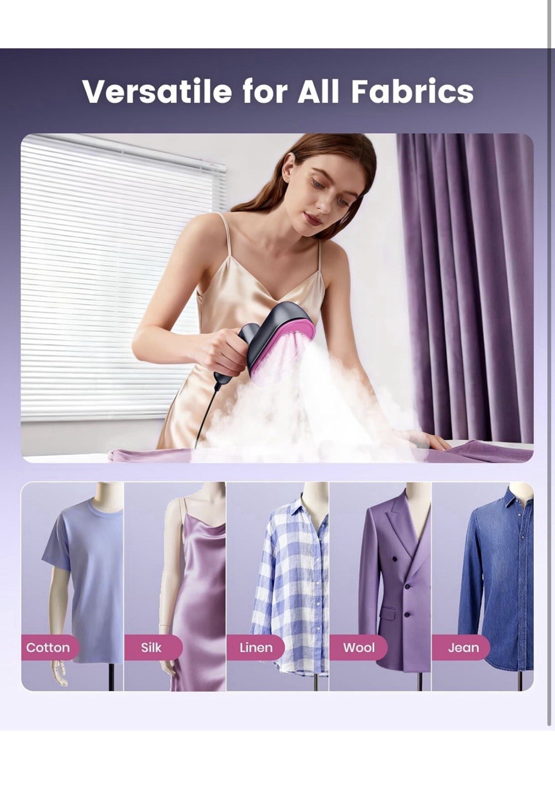 Jack and Rose Travel Steamer Iron Clothes Portable Handheld 1200W Fast Heat