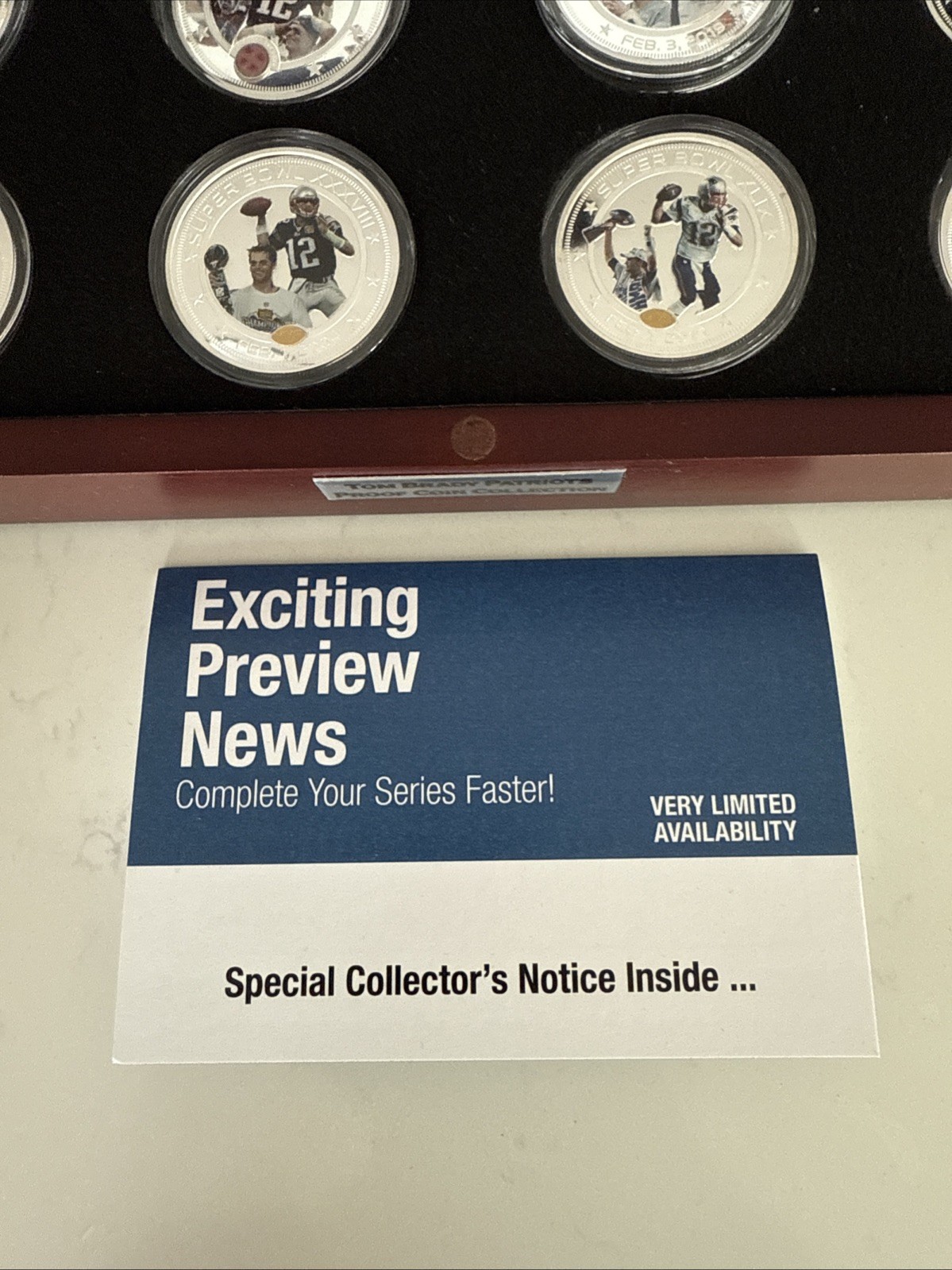 RARE Tom Brady Patriots Proof 8-Coin Dollar Collection Bradford Exchange Mint
