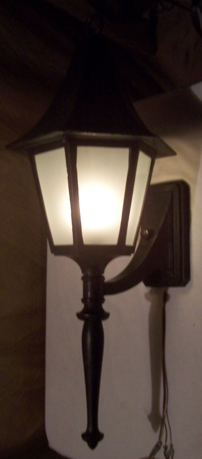 Vtg Sconce Light Pair Witch Hat Art Cast Porch Fixture TALL 31" Wired USA #Y82