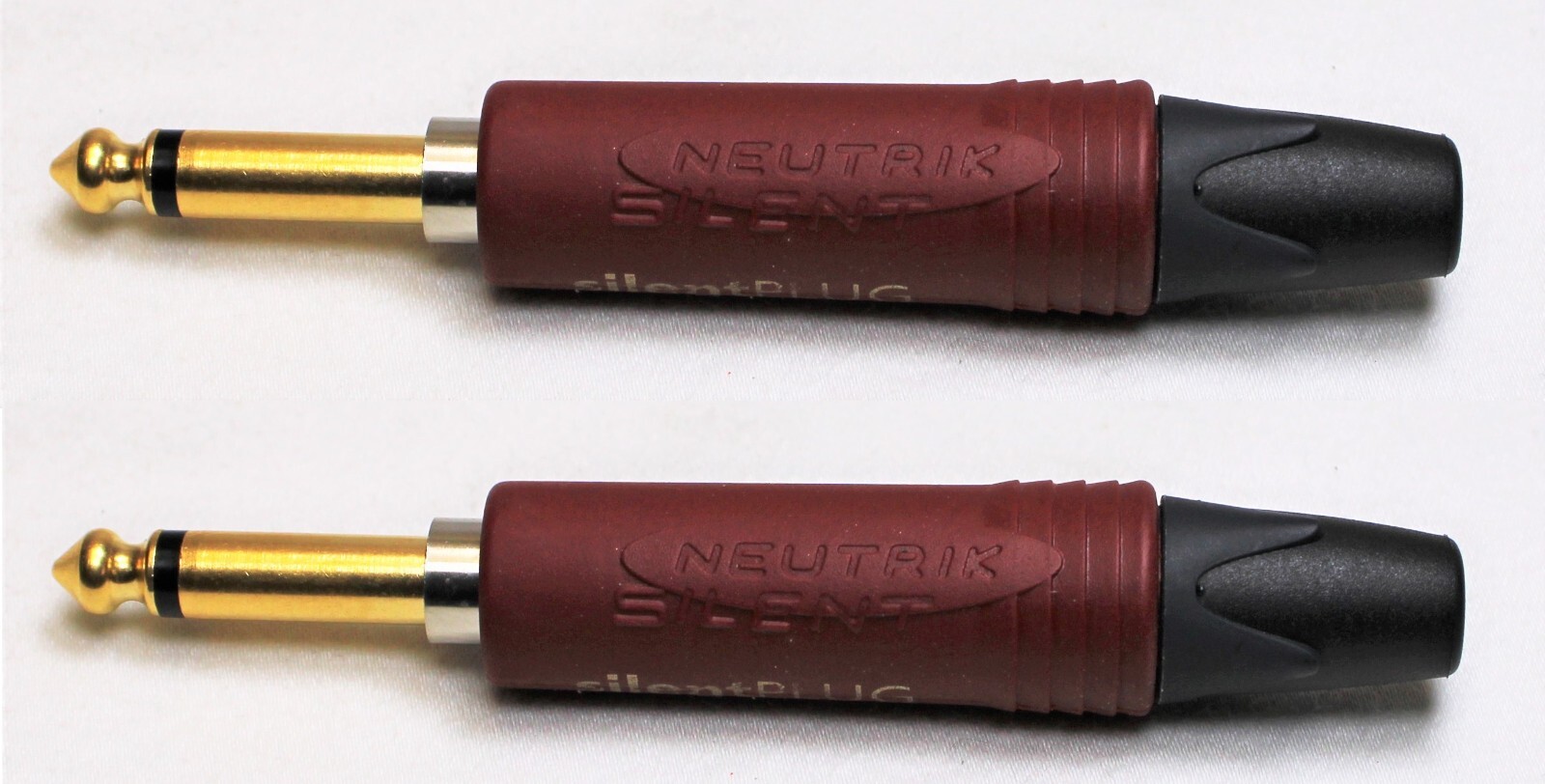 (2) Genuine NEUTRIK NP2X-AU-SILENT 1/4" Phone Plug Gold Contacts & Red Shell