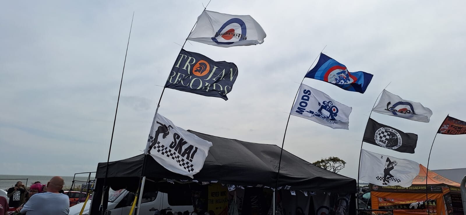 Trojan Large Blue Flag 5FT x 3FT Camping Rallies Music Skinhead Ska FREE P&P