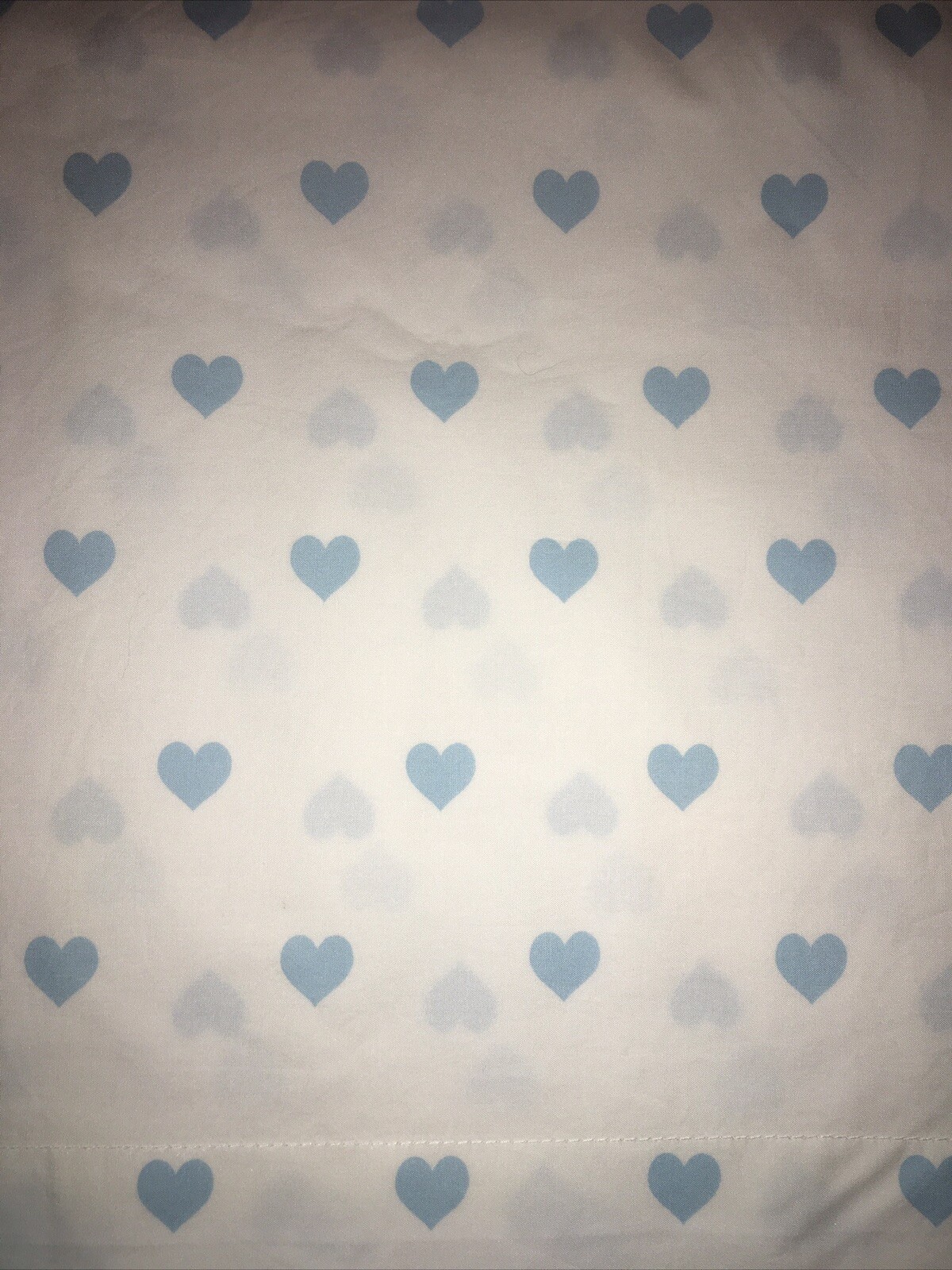 Pottery Barn Kids Organic Heart Twin Flat Sheet Blue & White Whimsical Cotton