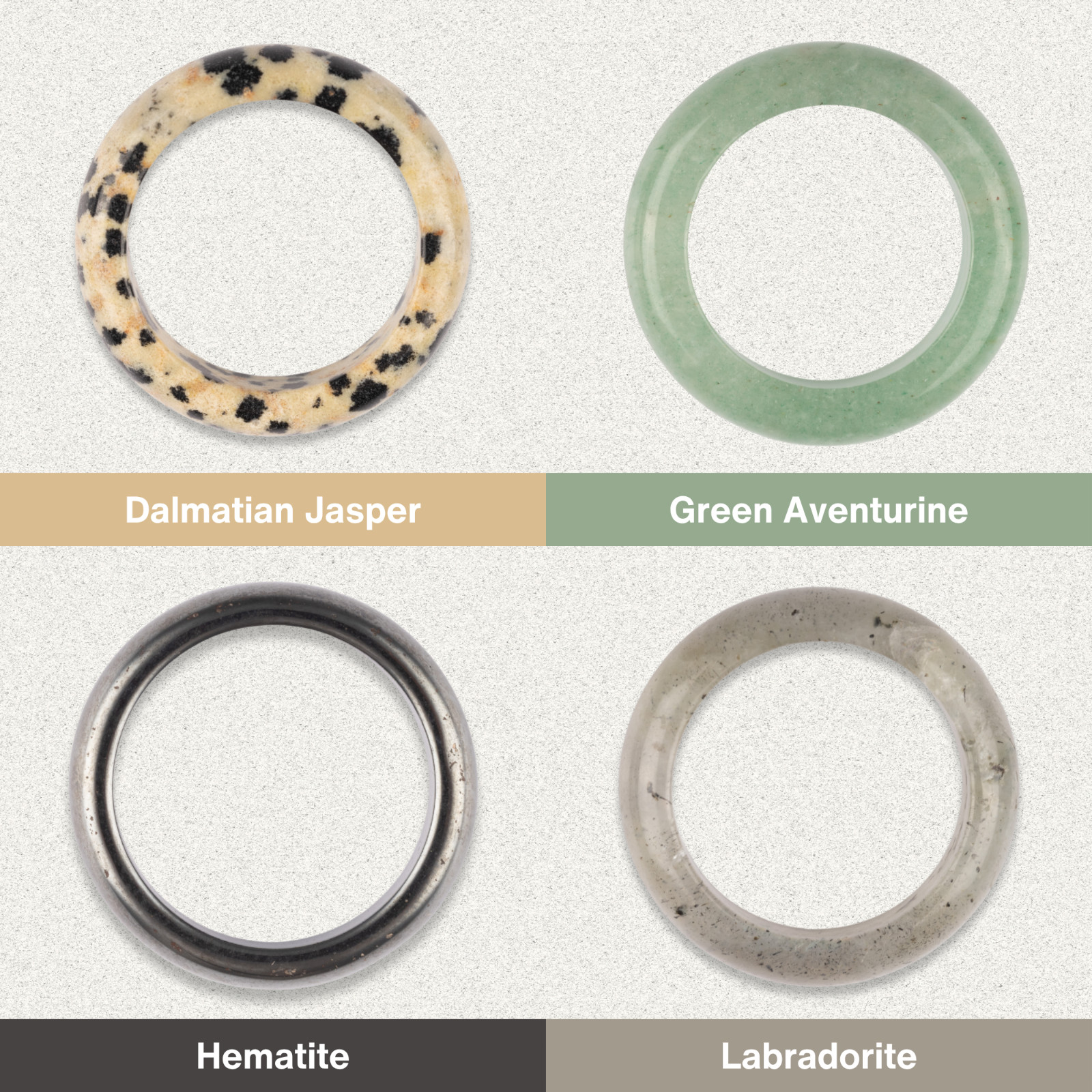 Healing Crystal Rings, Natural Stone Solid Bands, Jewelry Gifts, US Sizes 7-10