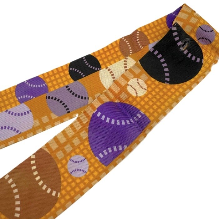 Hermes Twilly Silk Scarf Orange Tennis Ball Motif 83cm Used