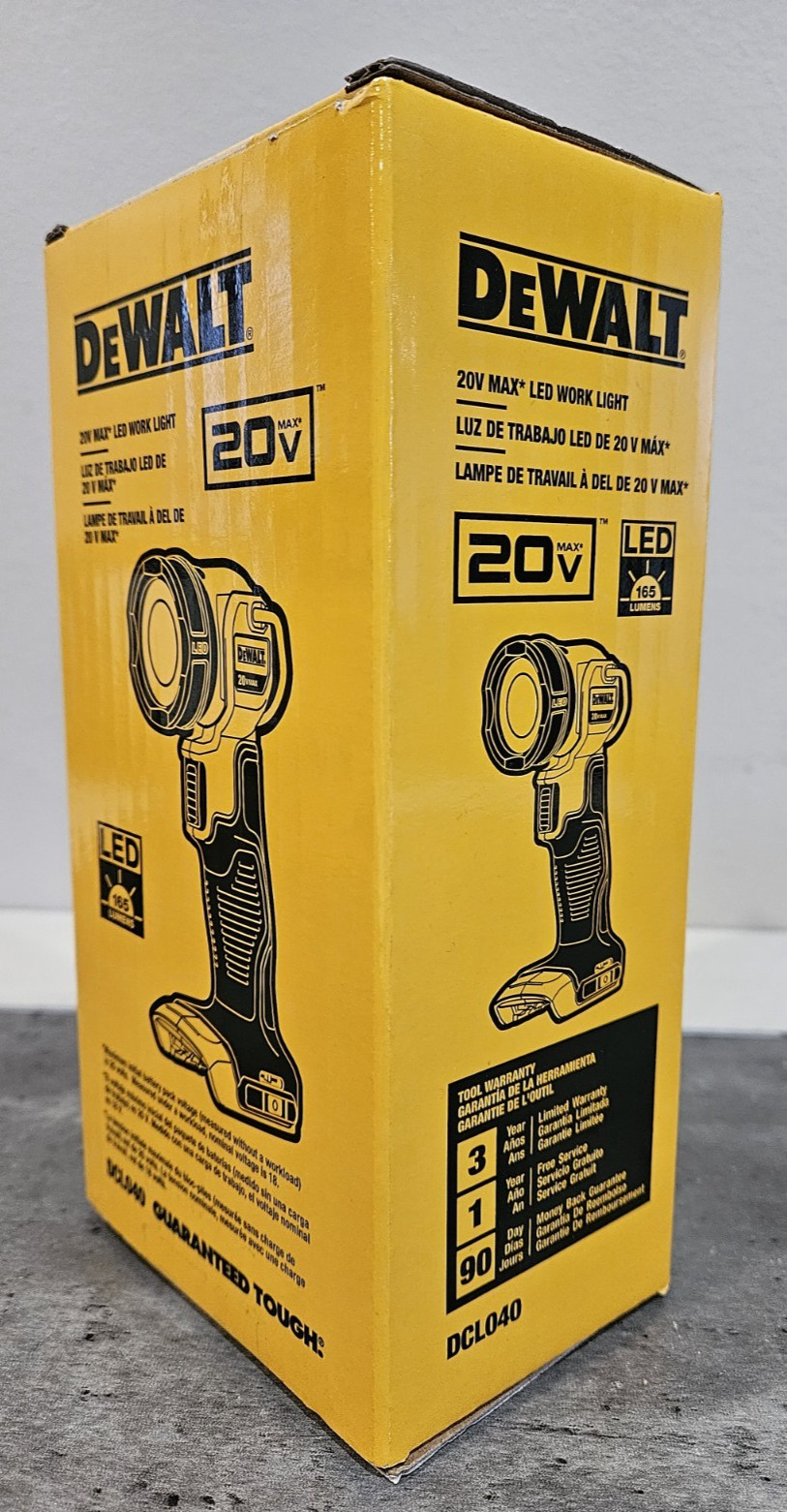 NIB DeWALT 20-Volt Max Lithium-Ion LED Pivoting Work Light Flashlight DCL040