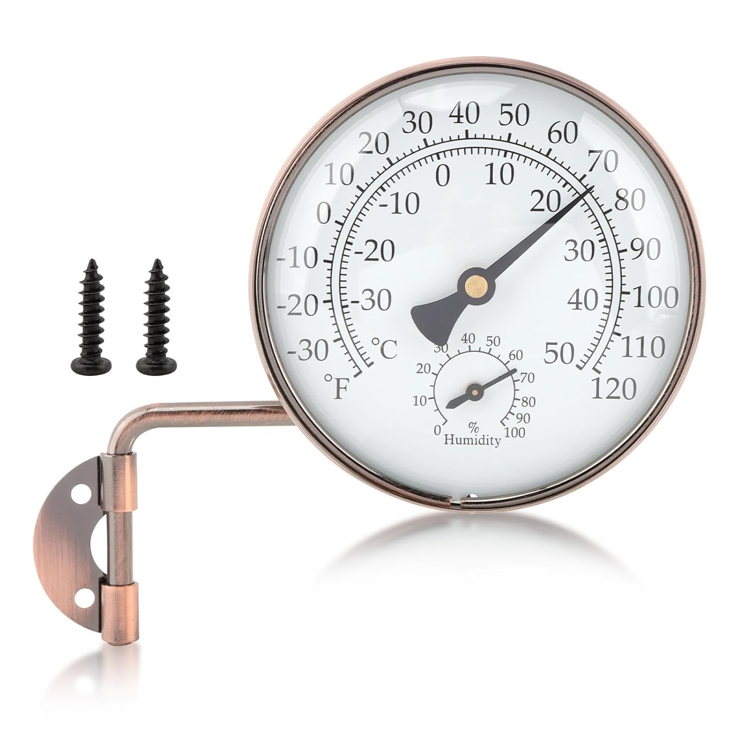 4" Brass Outdoor Thermometer, Outside Decorative Weather Thermometer Hygrometer,