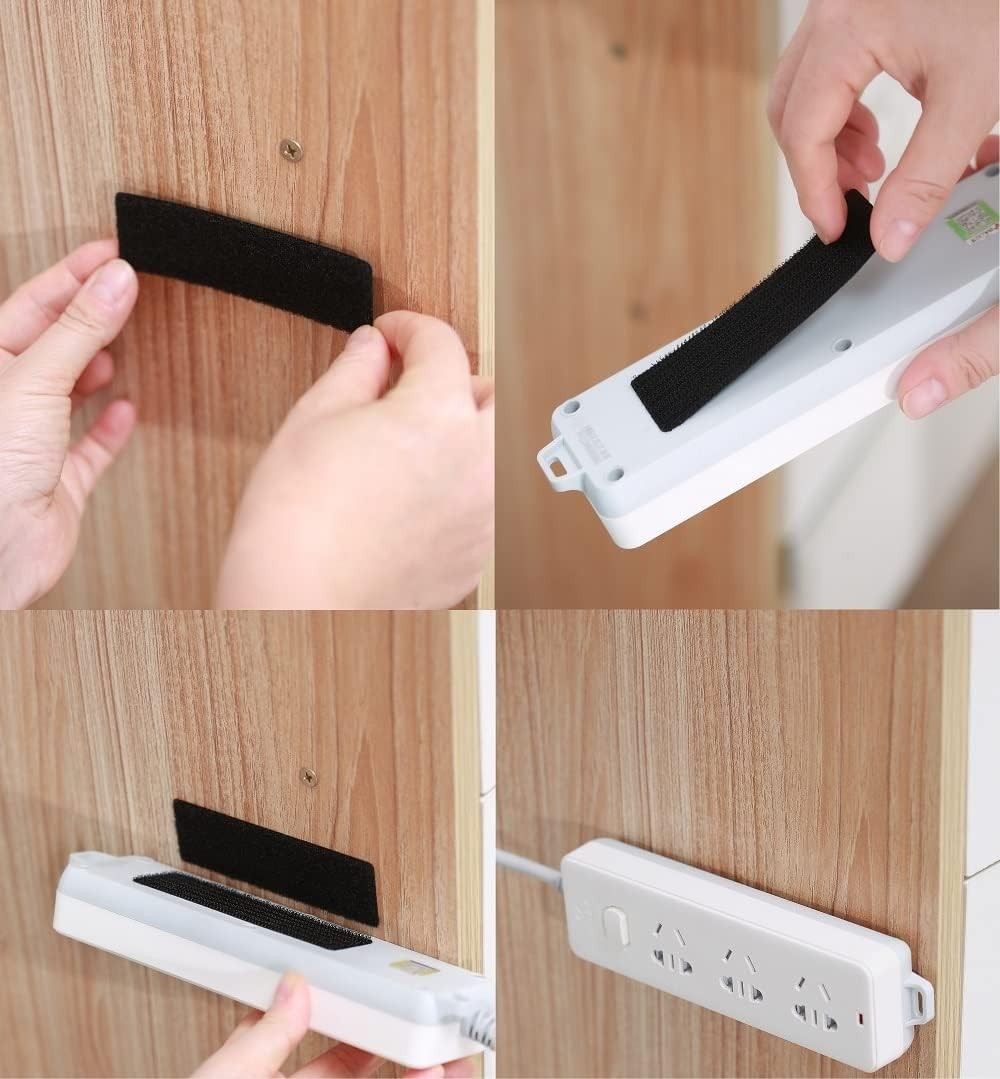 20 Sets Heavy Duty Hook & Loop Adhesive Strips 1x4” Black Sticky Back Fastener