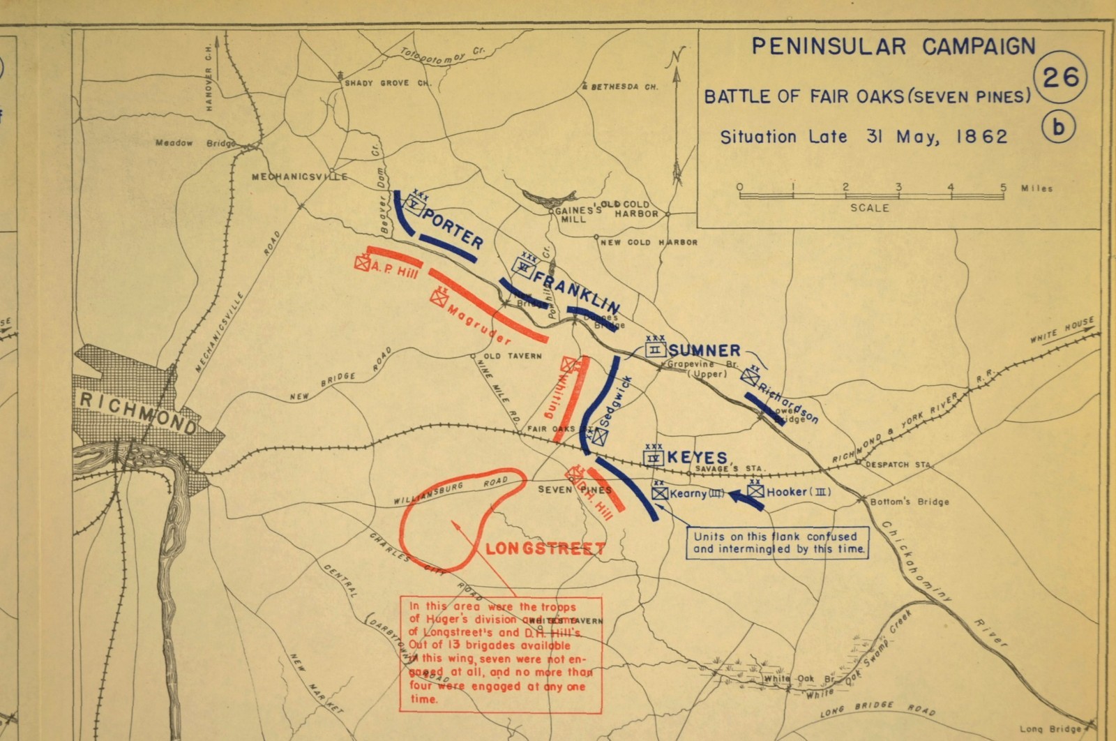 Battle of Seven Pines Map Henrico County Virginia Richmond May 31st 1862