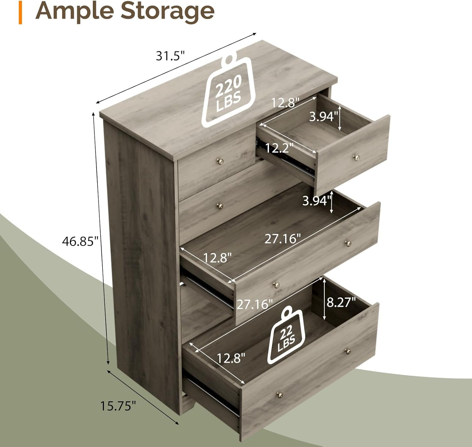 Dresser for Bedroom with 6 Drawers Tall Wood Chest of Drawers 6 Drawer Dresser