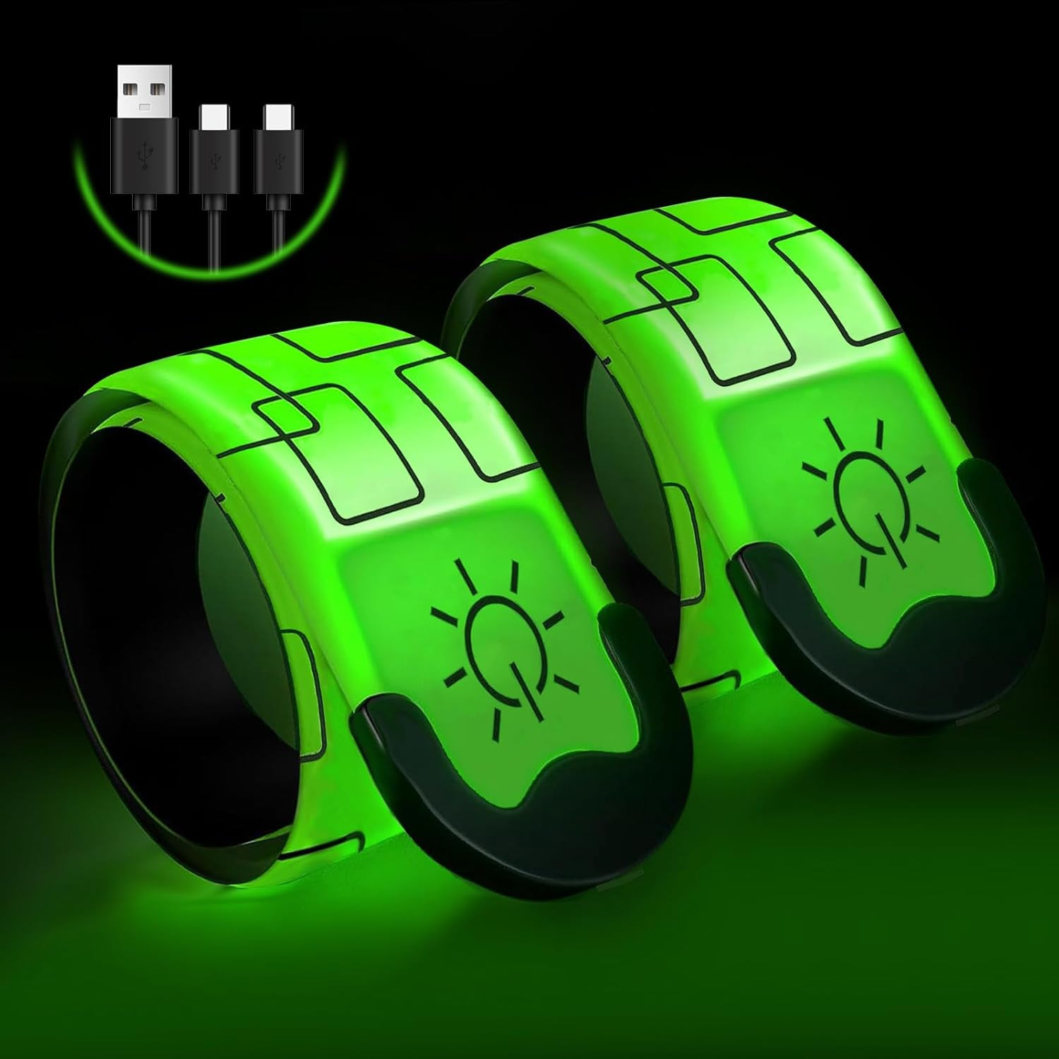 Rechargeable LED Armband, 2PCS High Visibility Running Gear for Night Safety, Ru