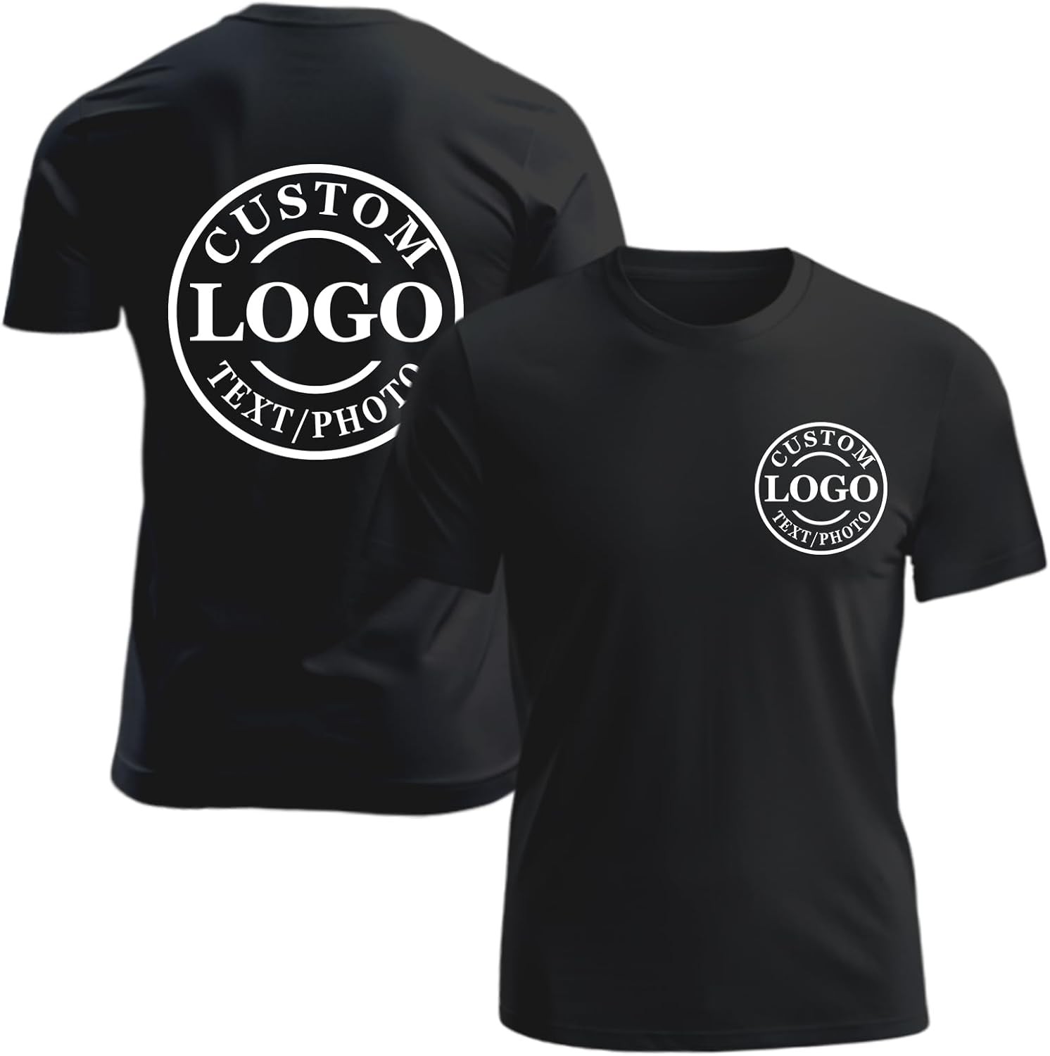Custom T-Shirt Personalized Upload Photo Text Logo Front & Back 100% Cotton