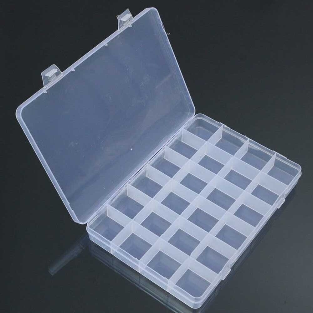 2Pcs 24 Grid Plastic Compartments For Jewelry Bead Organizer Storage Box Case US