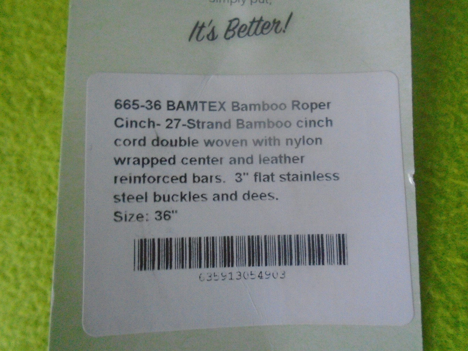 NEW 36" Mustang BAMTEX Bamboo Roper Western CINCH~Wicking~Antibacterial~Made USA