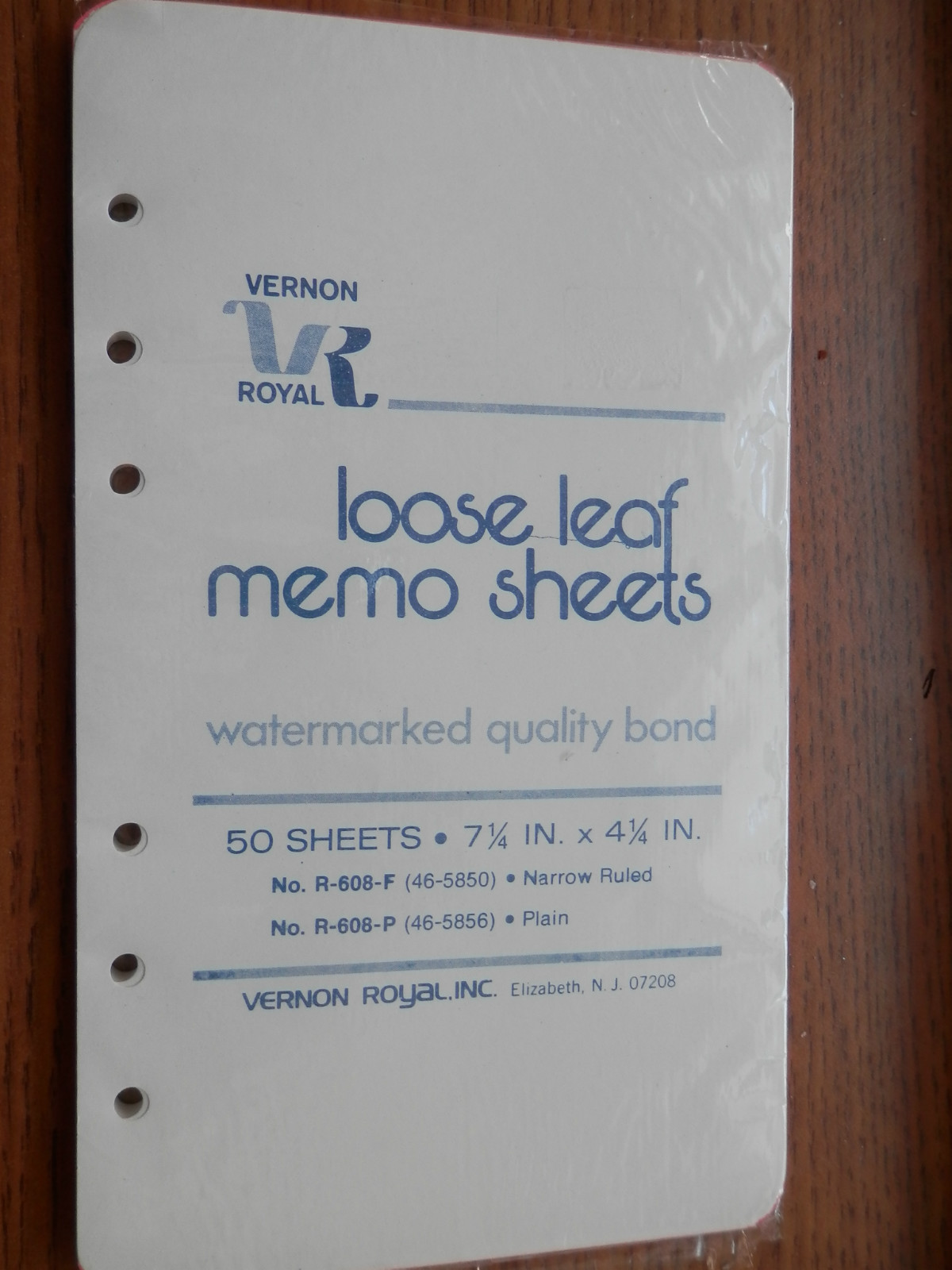 7-1/4" x 4-1/4" PLAIN 6-HOLE BINDER LOOSE LEAF MEMO SHEETS 18.4cm x 10.8cm