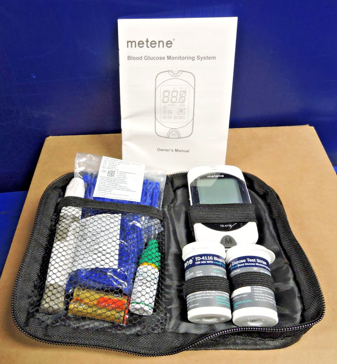 NEW Metene TD-4116 Blood Glucose Monitor/ 100 Strips 100 Lancets/ Bag / exp 2026