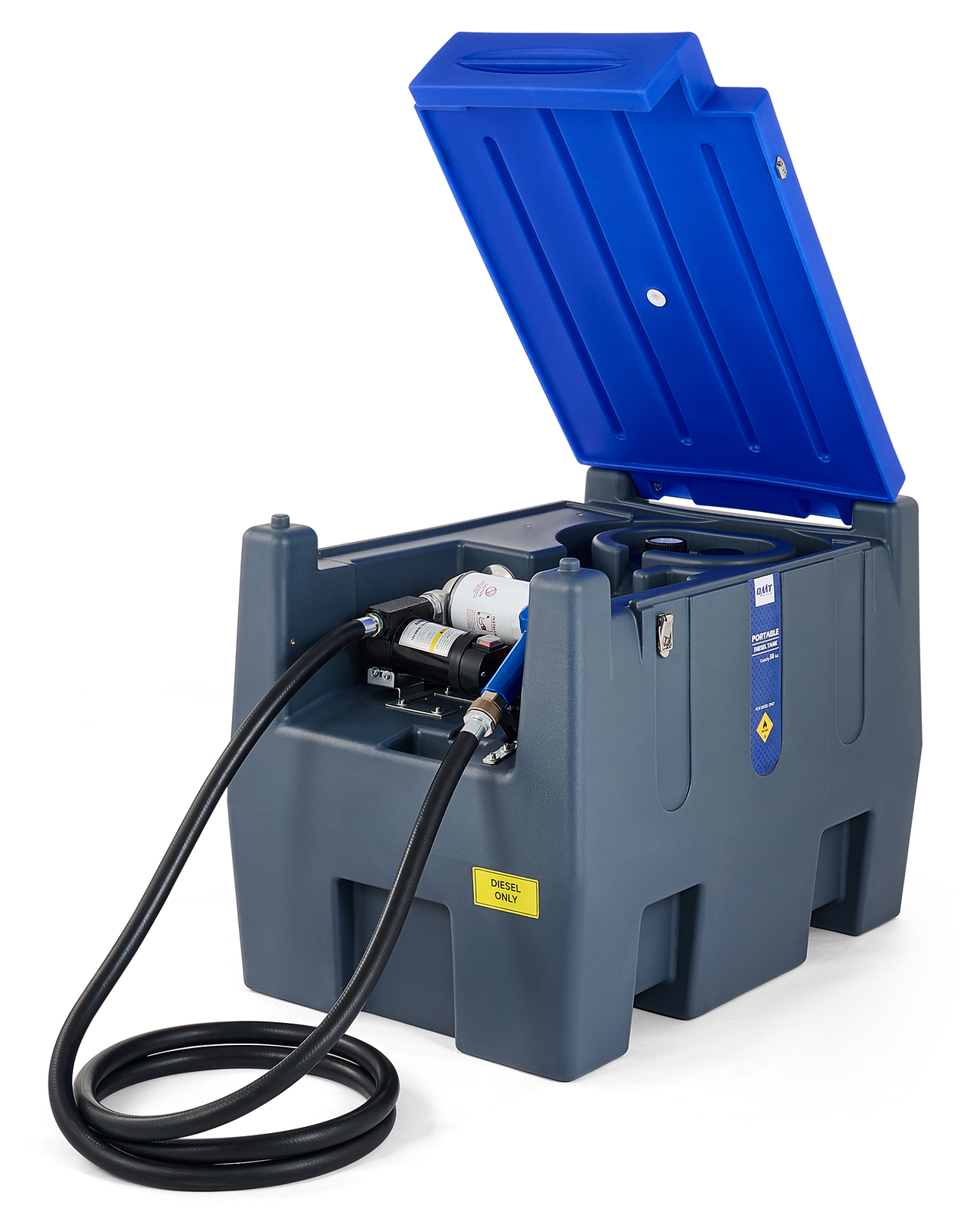 OMT 58gal Portable Fuel Tank Diesel Transfer Tank with 12V DC Pump 13.1ft Hose