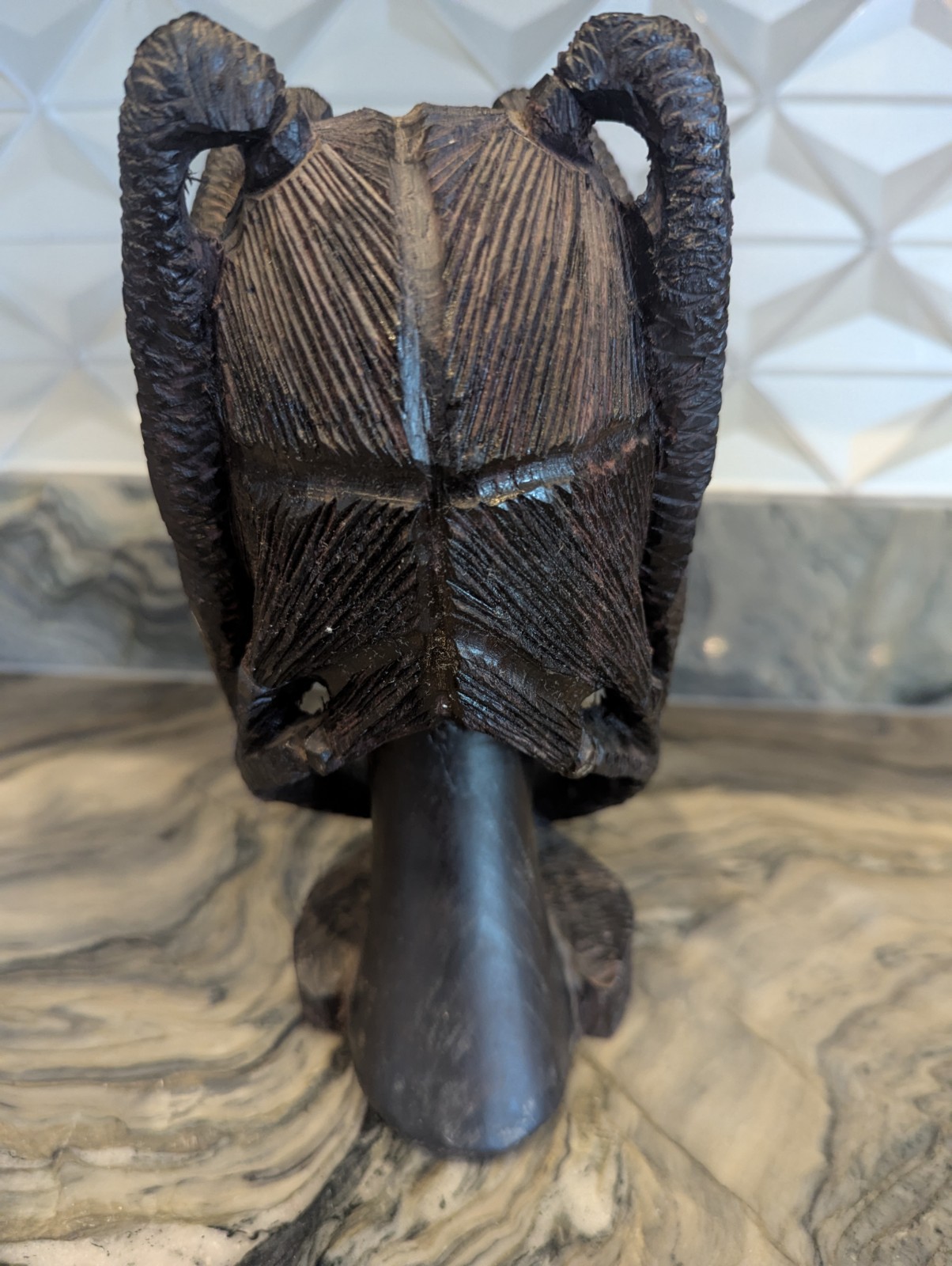 African Tribal Woman Bust Hand Carved Wood Sculpture Ethnographic Head Statue...