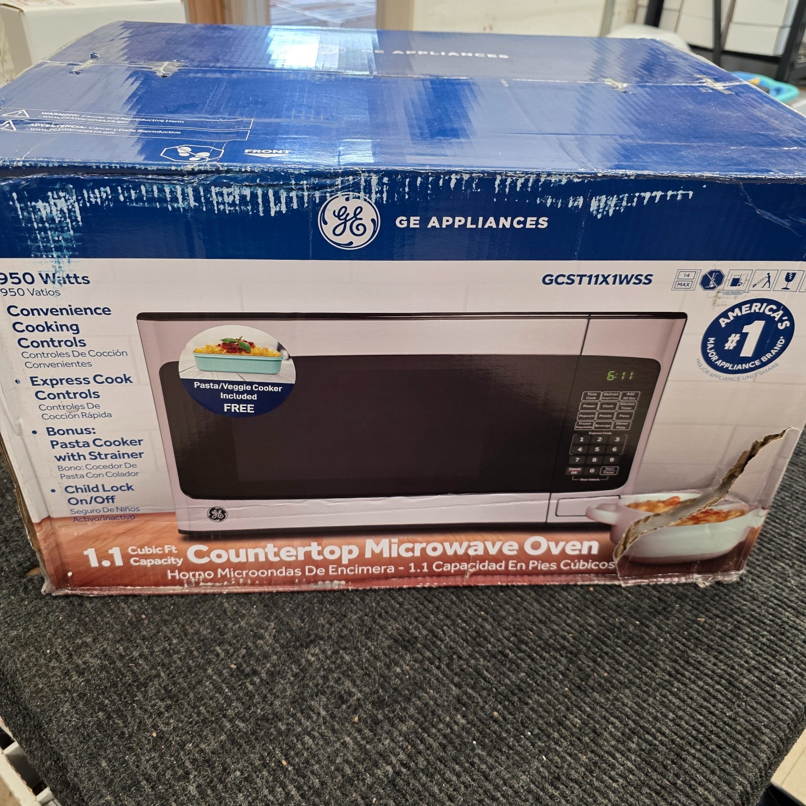 GE 1.1 Cu. Ft. Capacity Countertop Microwave Oven | GCST11X1WSS