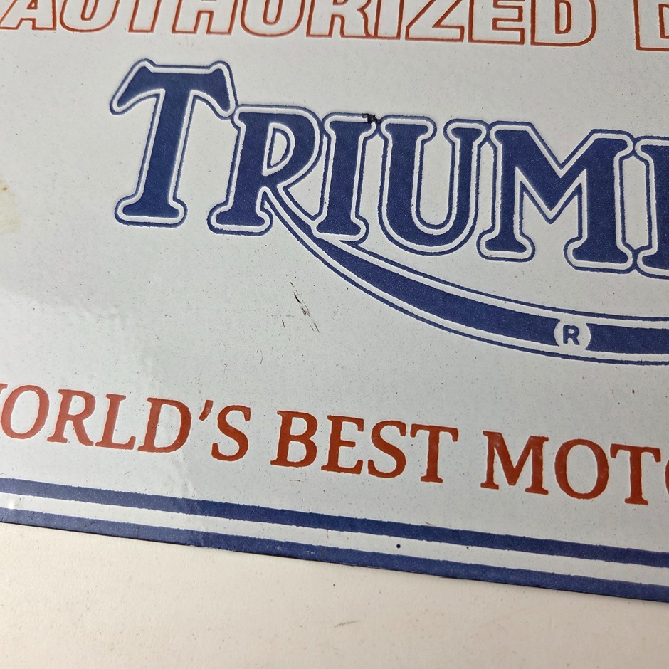 Vintage Triumph Motorcycles Sign - Gas Service Pump Porcelain Gasoline Sign