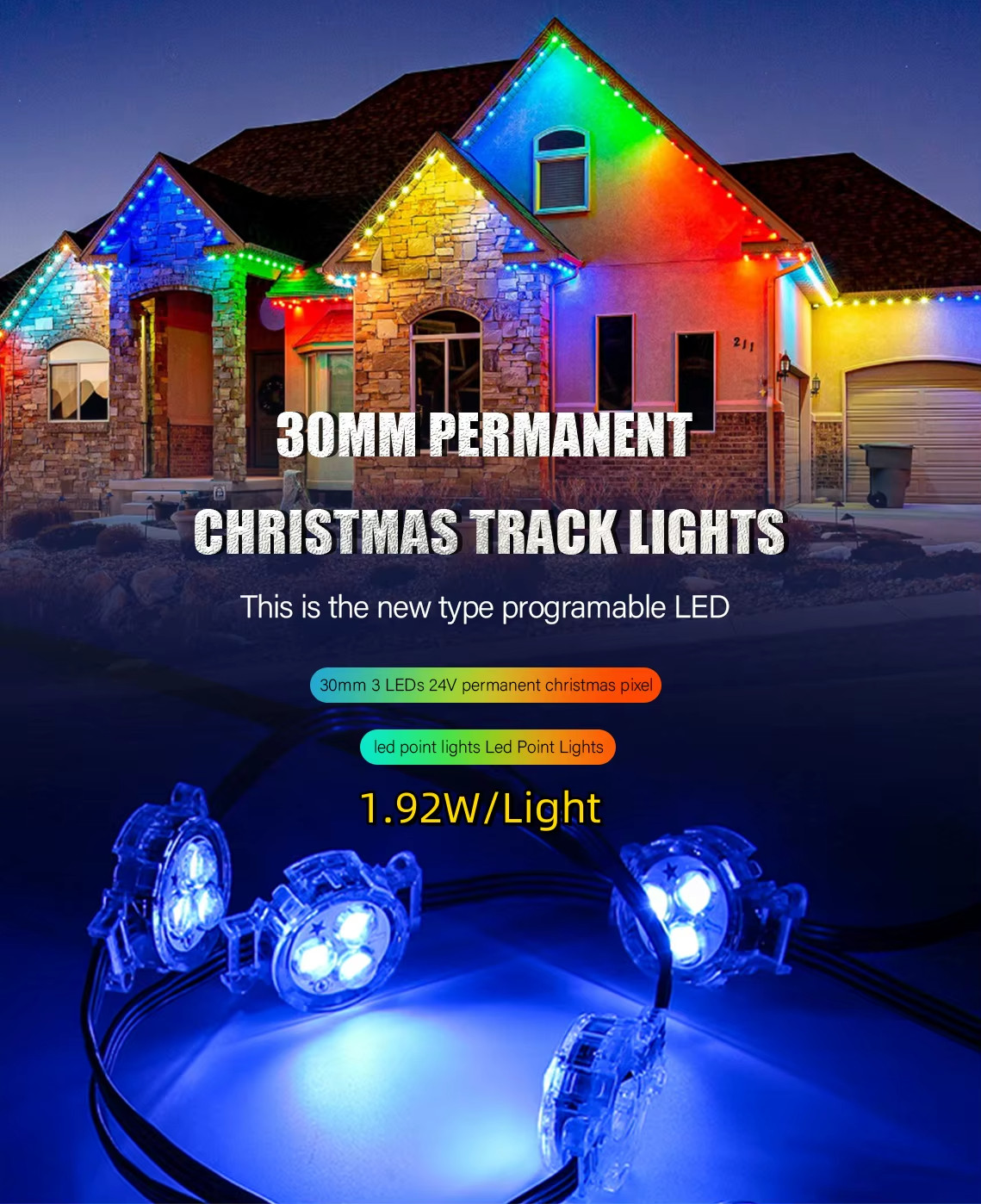 permanent outdoor lights 100ft